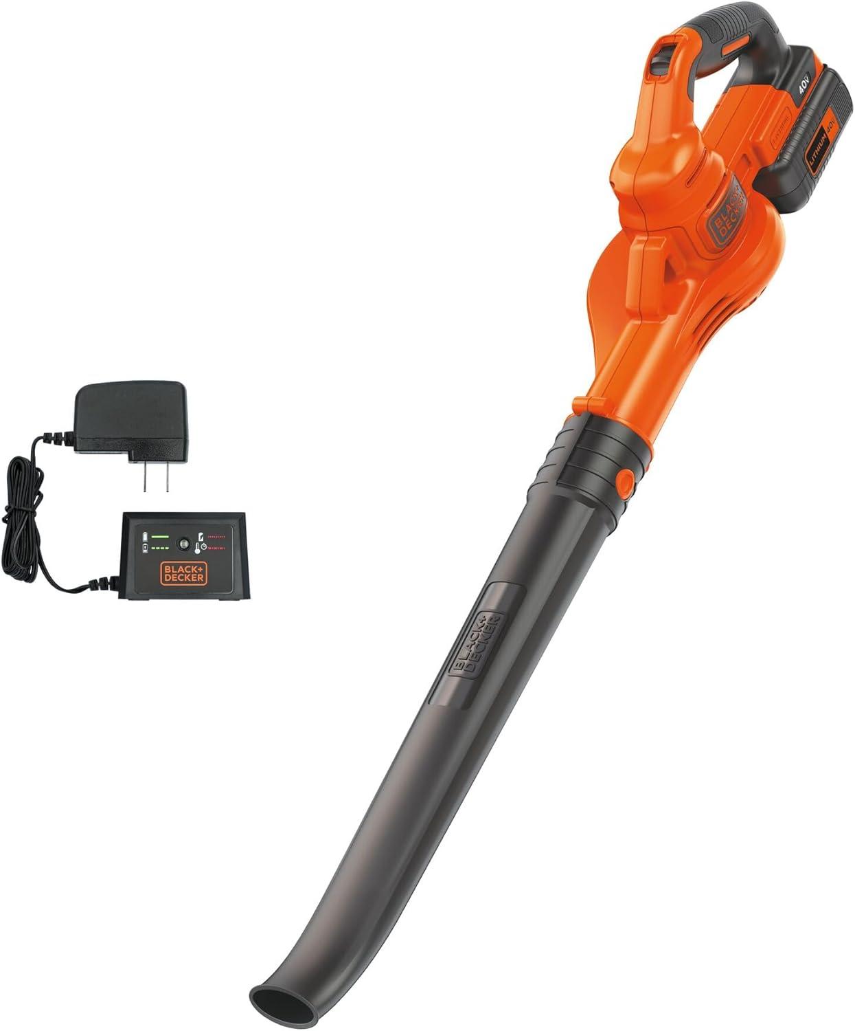 imageBLACKDECKER Cordless Leaf Blower 40V MAX Leaf Blower Cordless with Battery and Charger 125 MPH Air Speed Lightweight Handheld Yard Sweeper LSW40C40V Cordless Sweeper Kit
