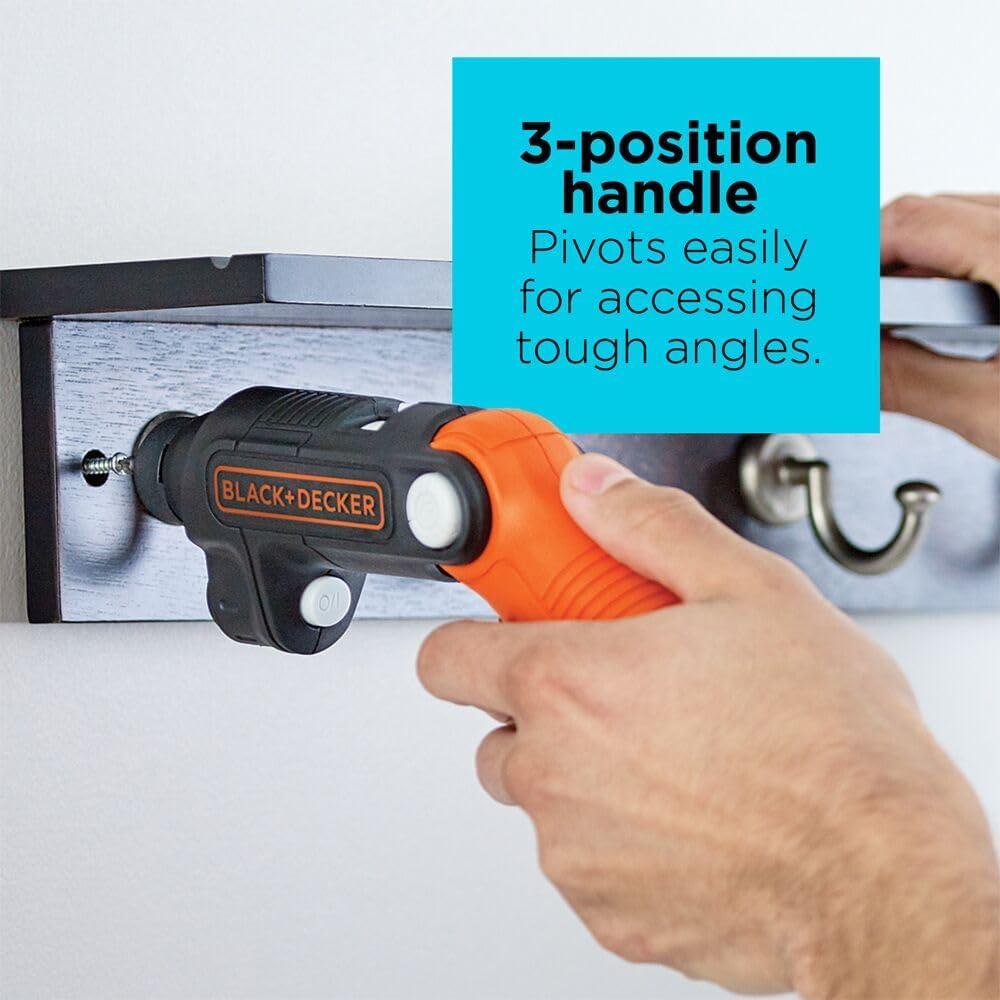 imageBLACKDECKER Cordless Screwdriver with LED Light 4V MAX Electric Screwdriver with 2 Pcs Bit Set BDCSFL20COne Size