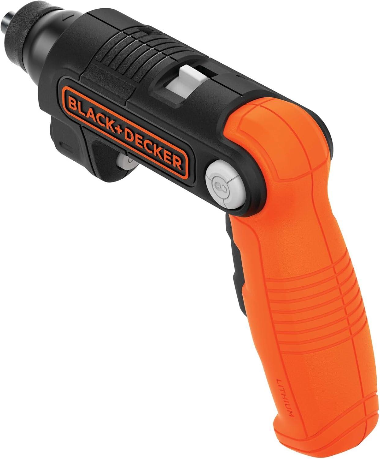 imageBLACKDECKER Cordless Screwdriver with LED Light 4V MAX Electric Screwdriver with 2 Pcs Bit Set BDCSFL20COne Size