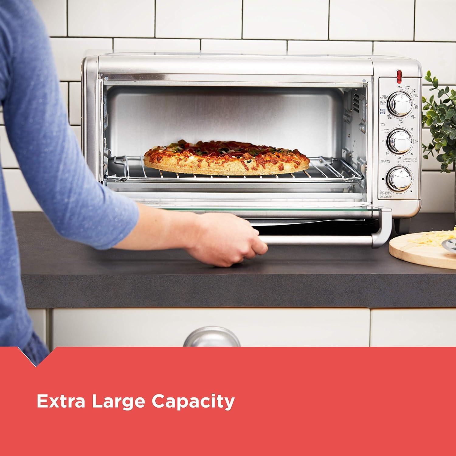 imageBLACKDECKER Crisp N Bake Air Fry Countertop Convection Toaster Oven XL Capacity 8Slice 5in1 Fits 9 x 13 pan12 Pizza 60Min Timer Bake Broil Air Fry Toast Keep Warm Stainless Steel