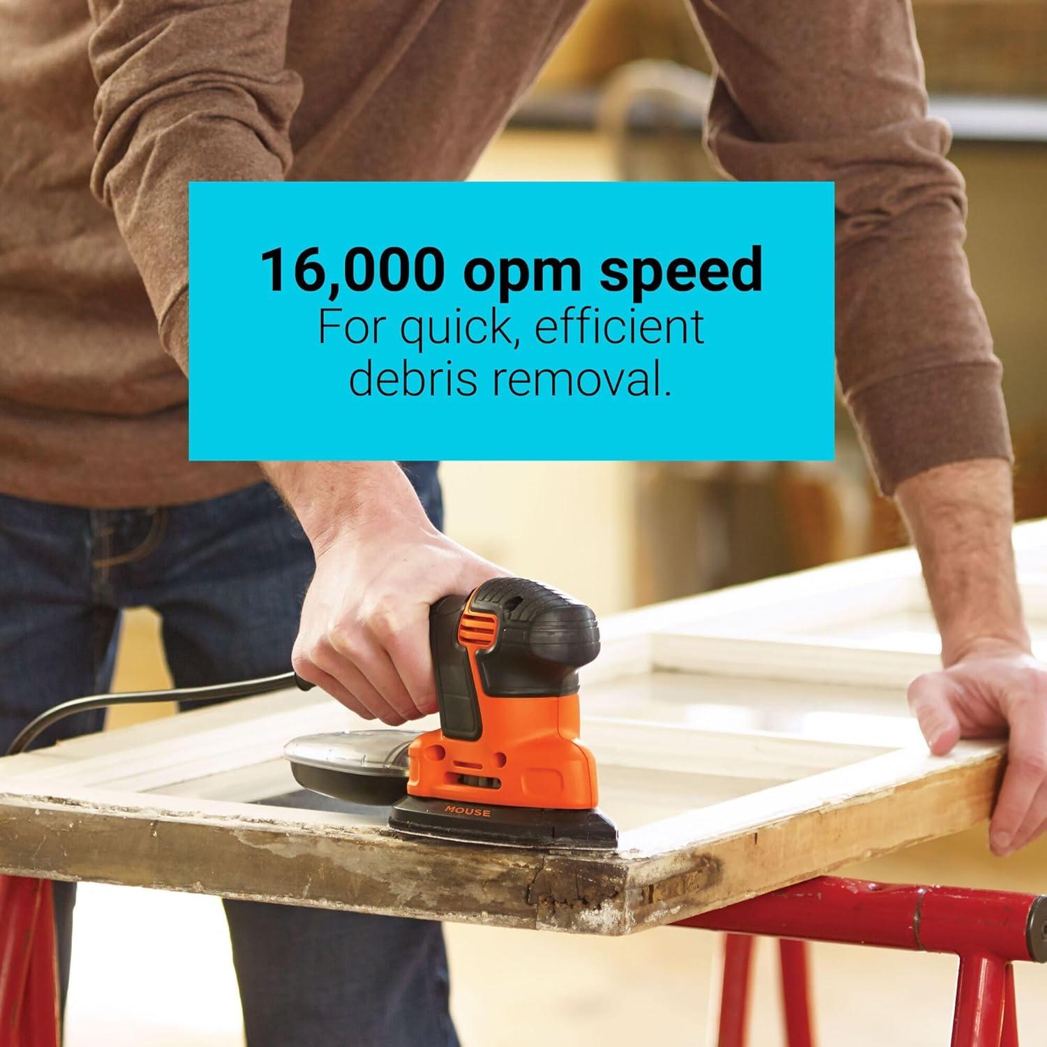 imageBLACKDECKER Detail Sander 12 Amp 16000 OPM Compact Design 3Position Grip for Comfort Includes Dust Collector Corded BDEMS600Pack of 1