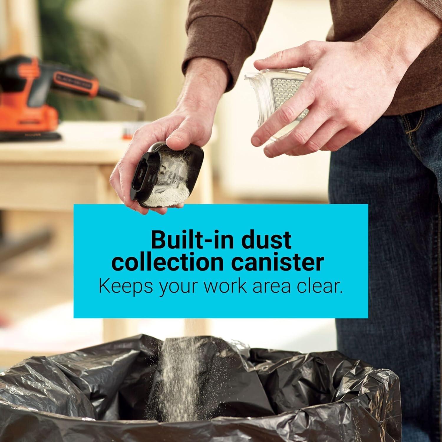 imageBLACKDECKER Detail Sander 12 Amp 16000 OPM Compact Design 3Position Grip for Comfort Includes Dust Collector Corded BDEMS600Pack of 1