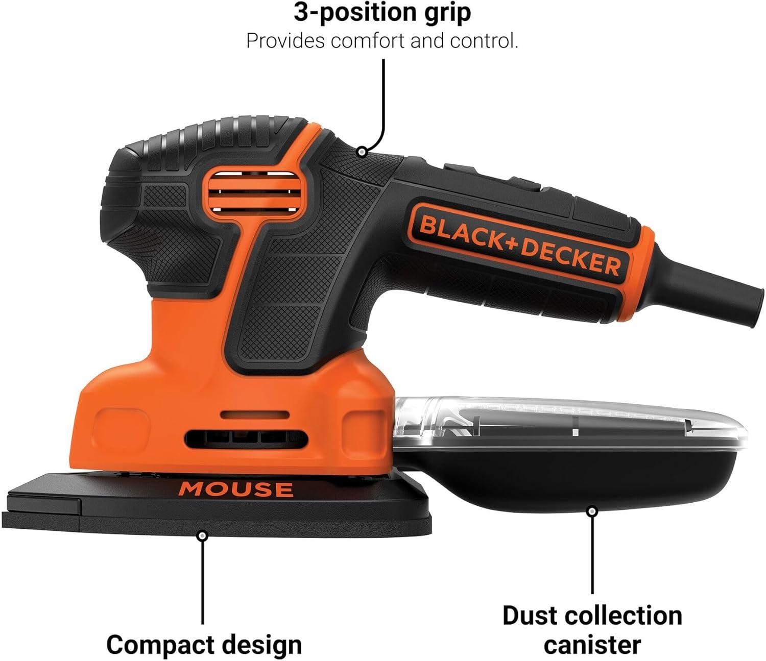 imageBLACKDECKER Detail Sander 12 Amp 16000 OPM Compact Design 3Position Grip for Comfort Includes Dust Collector Corded BDEMS600Pack of 1