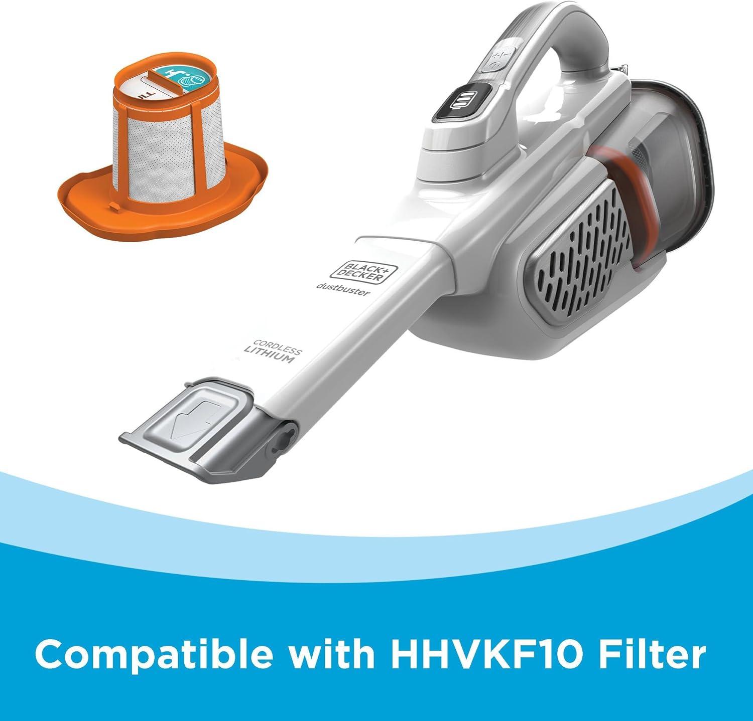 imageBLACKDECKER Dust Buster Hand Held Vacuum Cordless Rechargeable Portable Vacuum for Car Extended Runtime Powerful Suction Extra Long Crevice Tool AdvancedClean HHVK320J1012V White