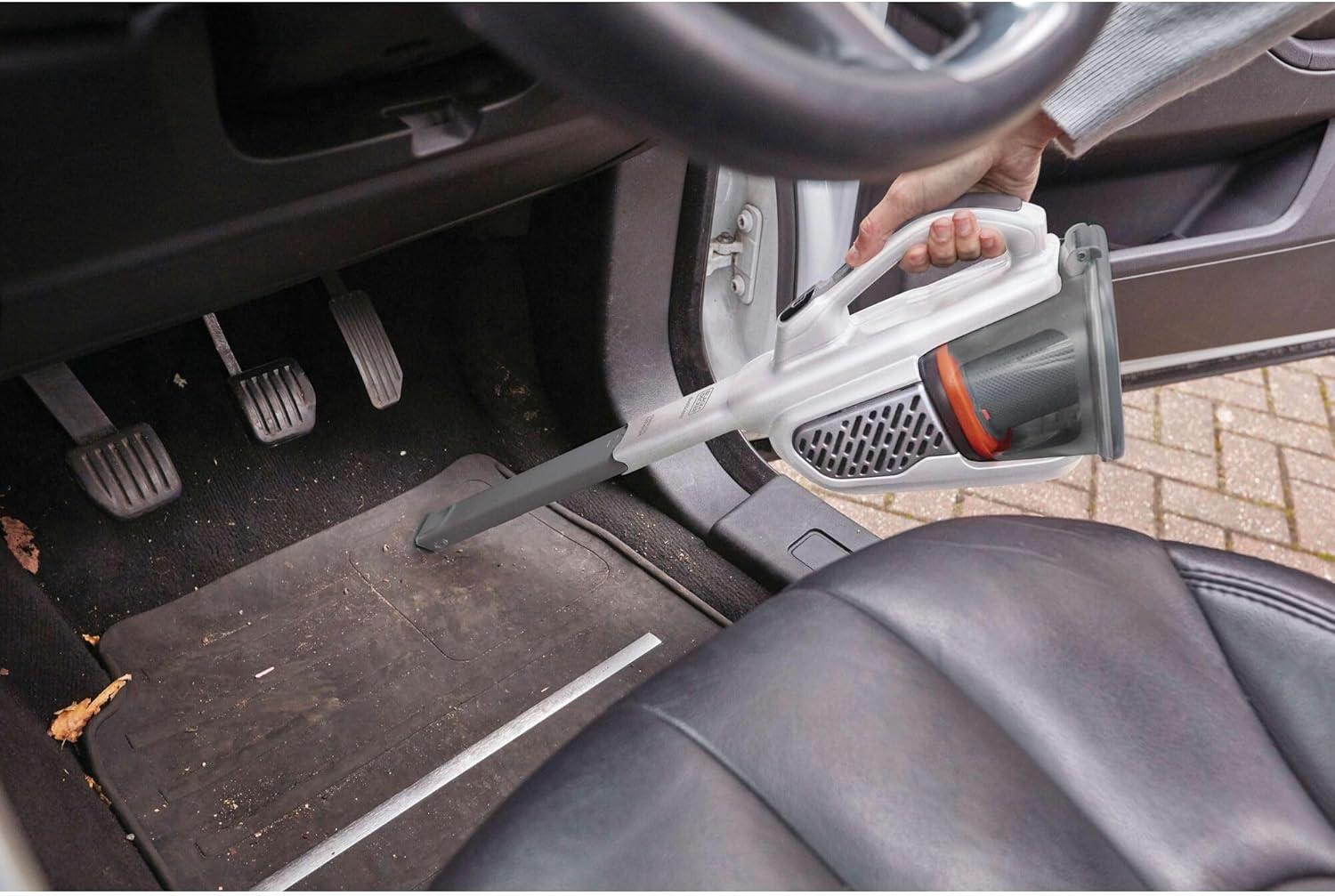 imageBLACKDECKER Dust Buster Hand Held Vacuum Cordless Rechargeable Portable Vacuum for Car Extended Runtime Powerful Suction Extra Long Crevice Tool AdvancedClean HHVK320J1012V White