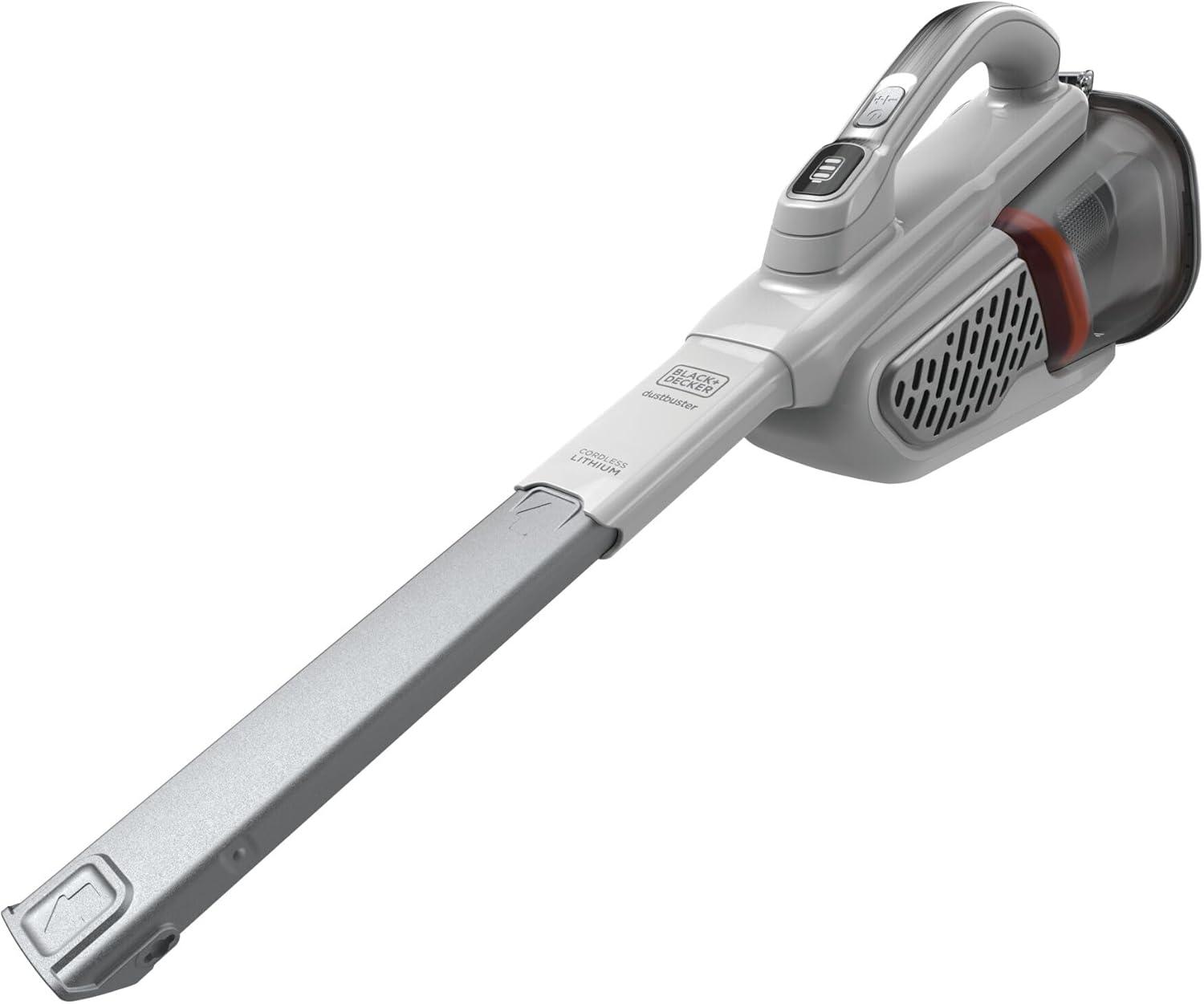 imageBLACKDECKER Dust Buster Hand Held Vacuum Cordless Rechargeable Portable Vacuum for Car Extended Runtime Powerful Suction Extra Long Crevice Tool AdvancedClean HHVK320J1012V White