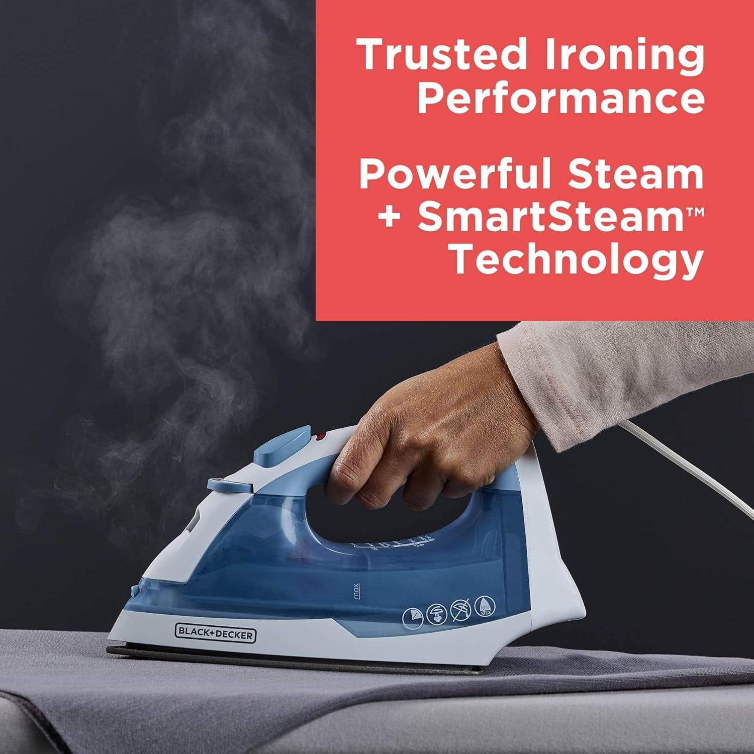 imageBLACKDECKER Easy Steam Compact Iron for Clothes Automatic Shutoff Nonstick Plate Light Weight 1200 WattsStandard