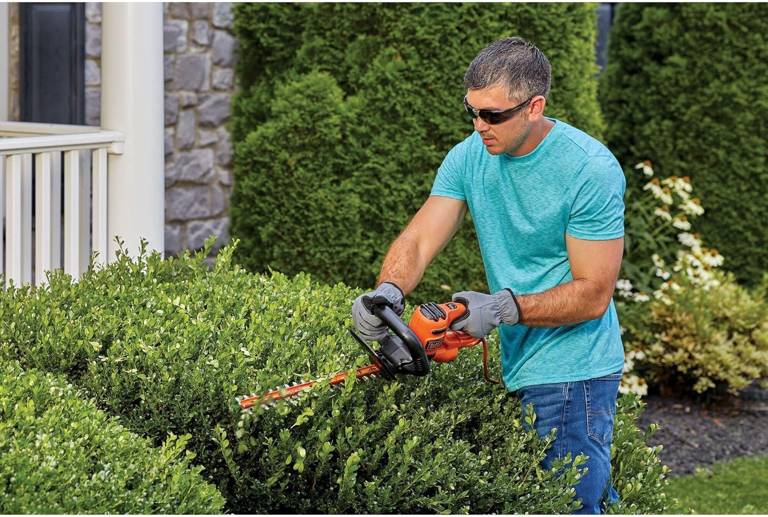 imageBLACKDECKER Electric Hedge Trimmer 16Inch 30 Amp Compact Corded Power Hedge Trimmer BEHT100