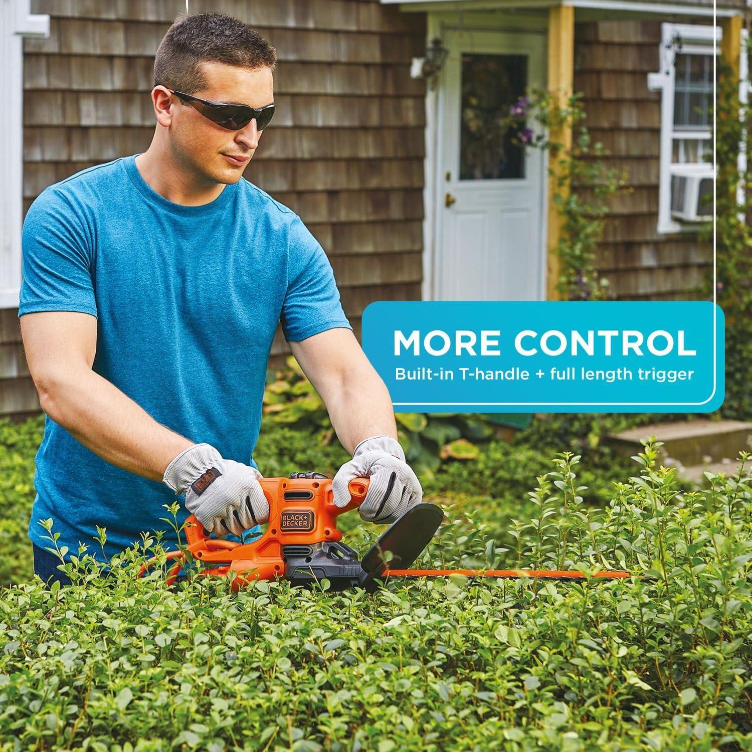 imageBLACKDECKER Electric Hedge Trimmer 16Inch 30 Amp Compact Corded Power Hedge Trimmer BEHT100