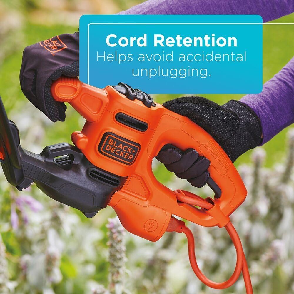 imageBLACKDECKER Electric Hedge Trimmer 17Inch Corded 32 Amp Dual Action Reduced Vibration Cleaner Cut Lightweight 3800 Cuts per Min BEHT150Hedge Trimmer