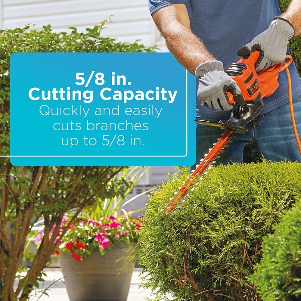 imageBLACKDECKER Electric Hedge Trimmer 17Inch Corded 32 Amp Dual Action Reduced Vibration Cleaner Cut Lightweight 3800 Cuts per Min BEHT150Hedge Trimmer