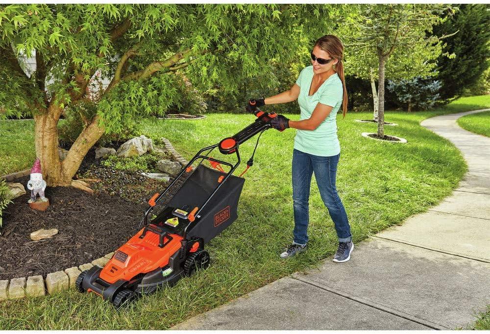 imageBLACKDECKER Electric Lawn Mower with Bike Handle 15Inch 10Amp Corded BEMW472BH15in Pivot Handle Mower