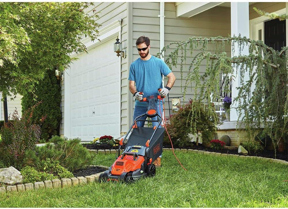 imageBLACKDECKER Electric Lawn Mower with Bike Handle 15Inch 10Amp Corded BEMW472BH15in Pivot Handle Mower