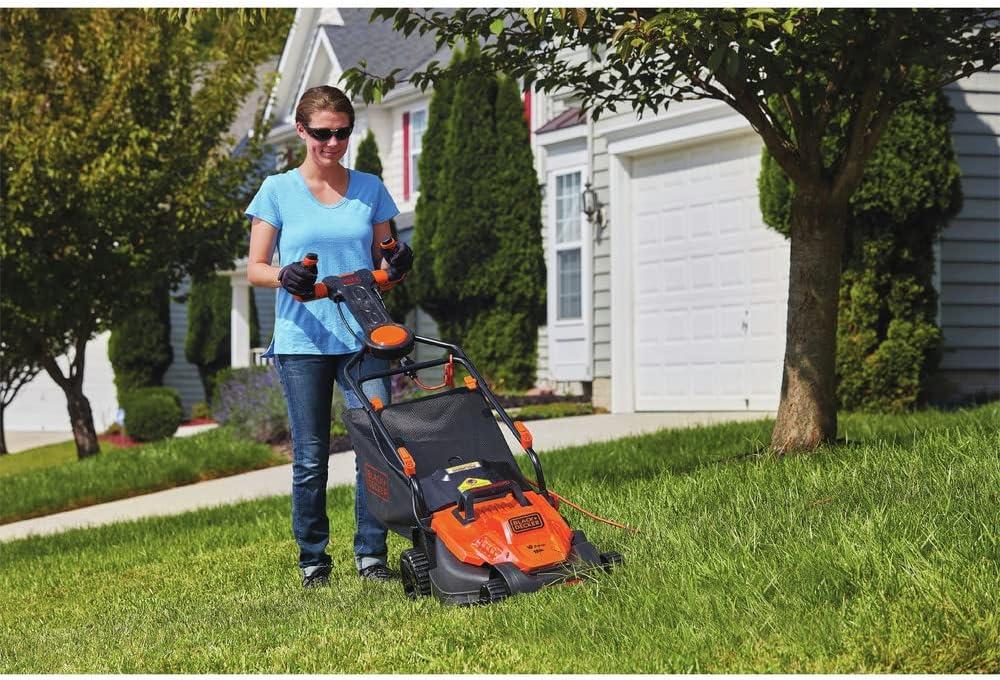 imageBLACKDECKER Electric Lawn Mower with Bike Handle 15Inch 10Amp Corded BEMW472BH15in Pivot Handle Mower