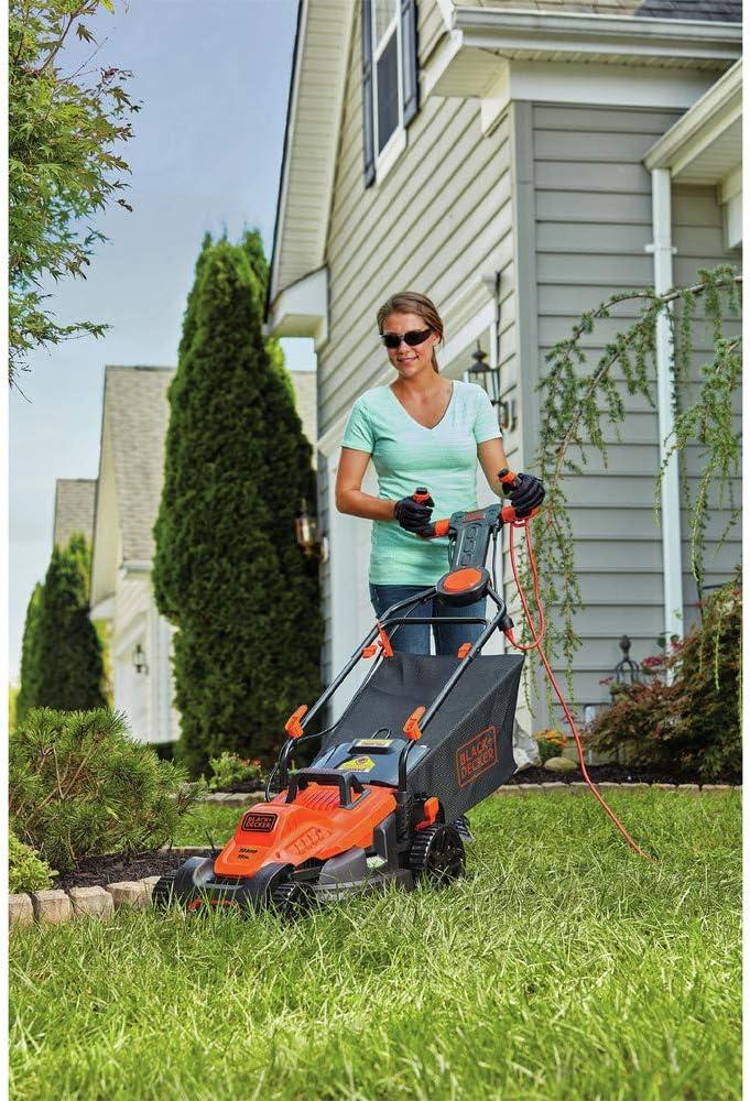 imageBLACKDECKER Electric Lawn Mower with Bike Handle 15Inch 10Amp Corded BEMW472BH15in Pivot Handle Mower