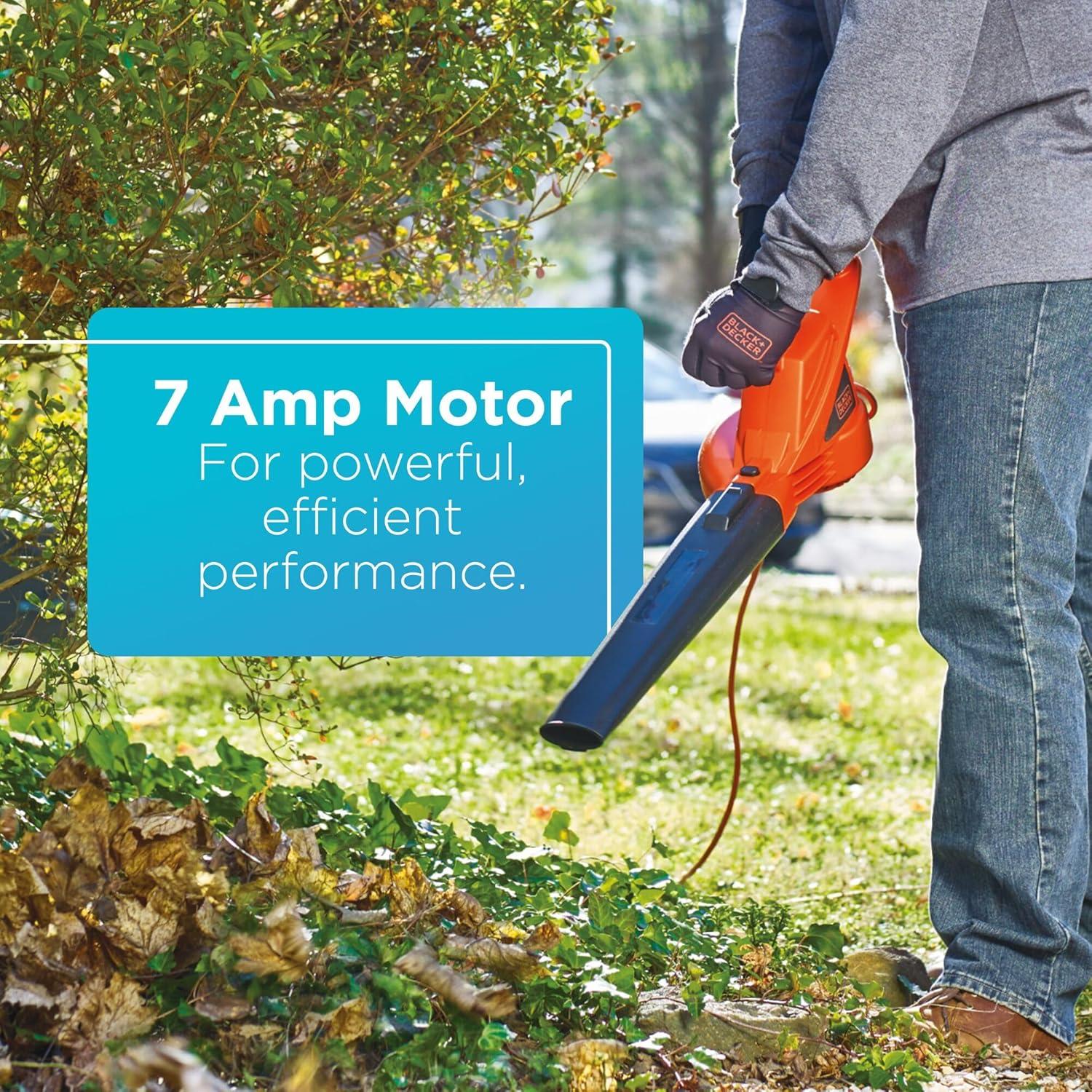 imageBLACKDECKER Electric Leaf Blower Handheld Blowers for Lawn Care Lightweight 180 MPH 180 CFM 7Amp Corded LB700Blower Only