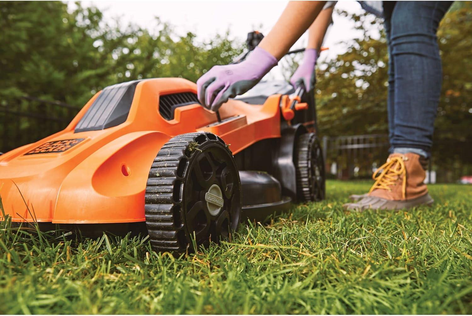imageBLACKDECKER Electric Push Lawn Mower Corded 13 Amp 20Inch Cutting Deck 6 Setting Height Adjustment Compact Storage Collection Bag BEMW213