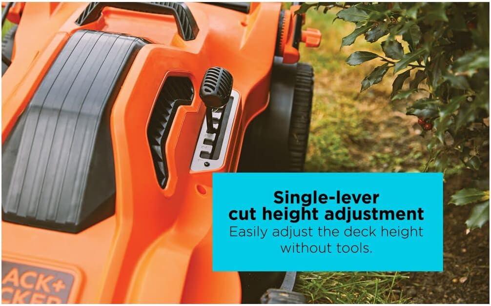 imageBLACKDECKER Electric Push Lawn Mower Corded 13 Amp 20Inch Cutting Deck 6 Setting Height Adjustment Compact Storage Collection Bag BEMW213