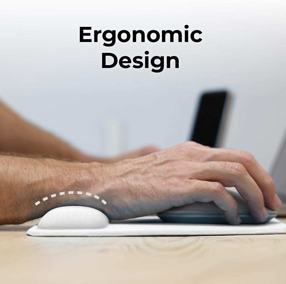 imageBLACKDECKER Ergonomic Mouse Pad Wrist Support Comfortable Mouse Pad Wrist Rest Wrist Relief Gel Mousepad NonSlip Base Aesthetic Mousepad for Gaming Home Office Perfect for Computer LaptopWhite