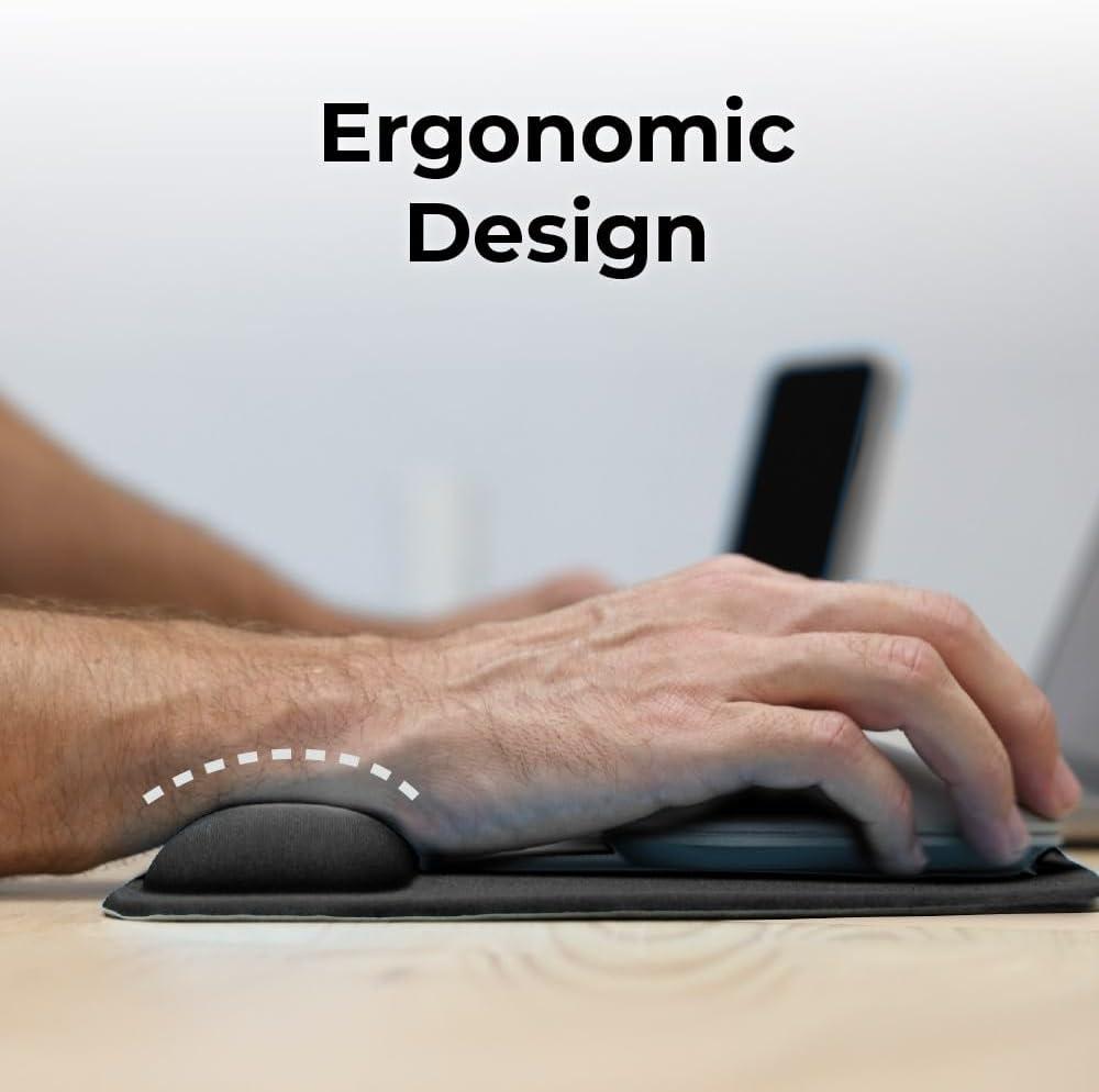 imageBLACKDECKER Ergonomic Mouse Pad Wrist Support Comfortable Mouse Pad Wrist Rest Wrist Relief Gel Mousepad NonSlip Base Aesthetic Mousepad for Gaming Home Office Perfect for Computer LaptopBlack