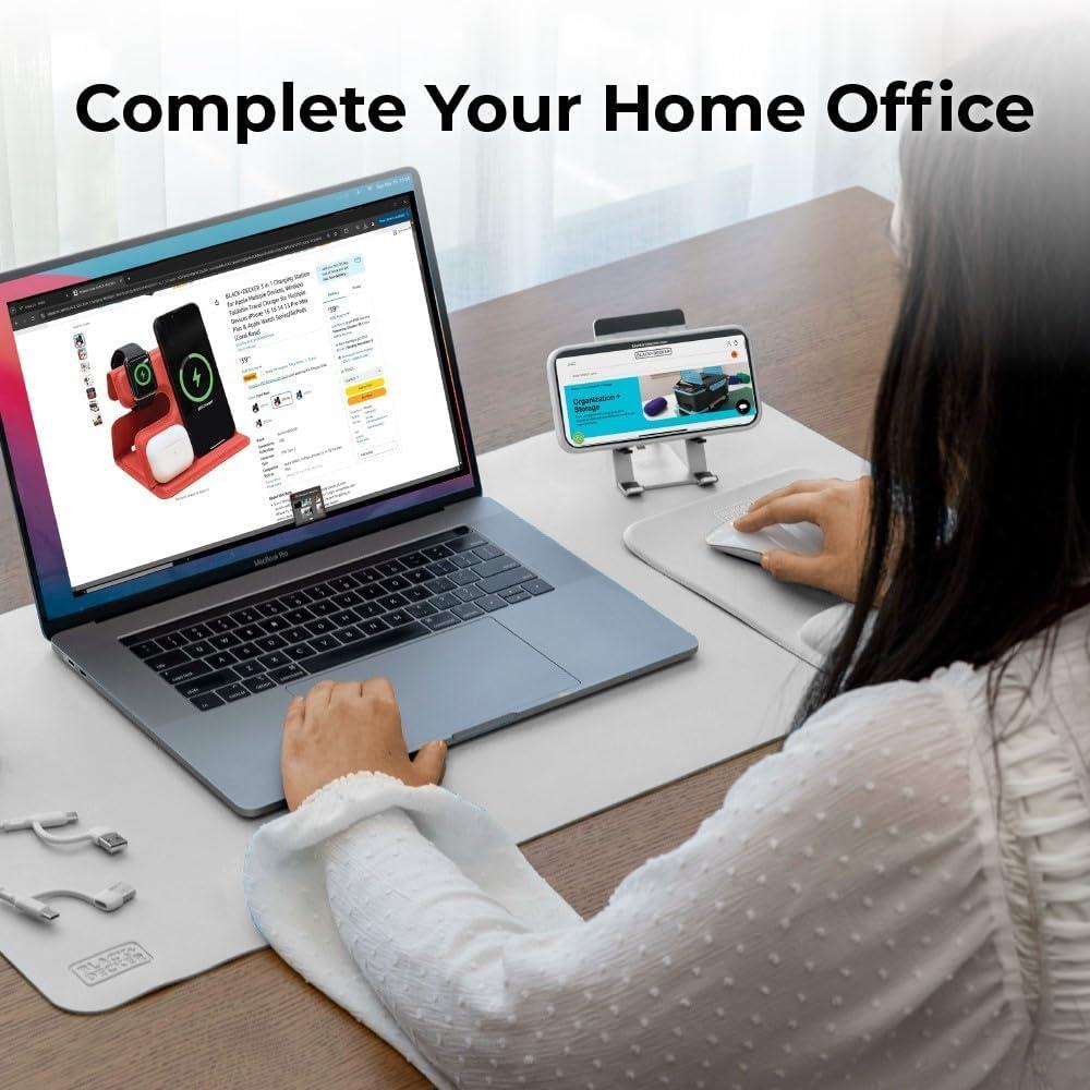 imageBLACKDECKER Ergonomic Mouse Pad Wrist Support Comfortable Mouse Pad Wrist Rest Wrist Relief Gel Mousepad NonSlip Base Aesthetic Mousepad for Gaming Home Office Perfect for Computer LaptopWhite