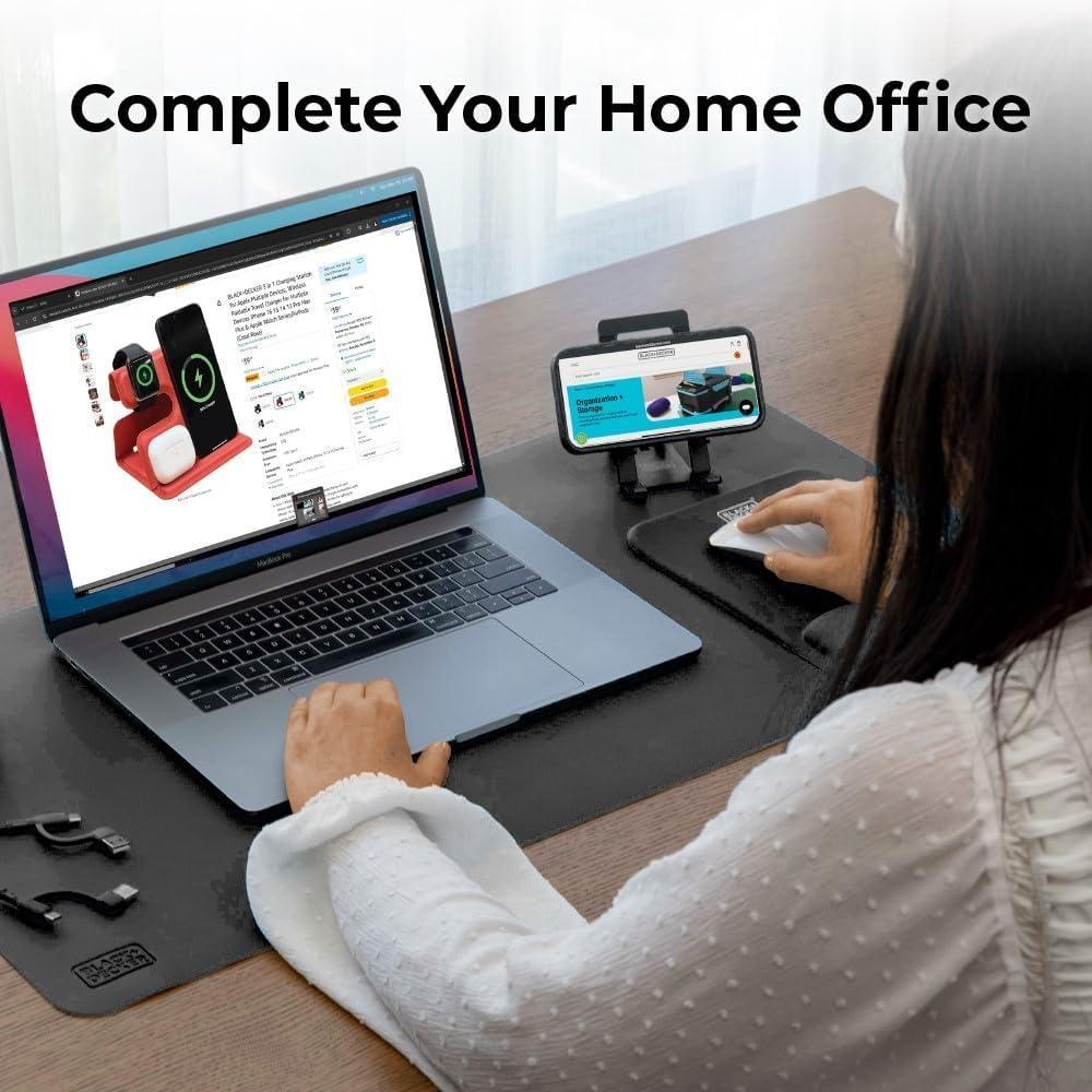 imageBLACKDECKER Ergonomic Mouse Pad Wrist Support Comfortable Mouse Pad Wrist Rest Wrist Relief Gel Mousepad NonSlip Base Aesthetic Mousepad for Gaming Home Office Perfect for Computer LaptopBlack
