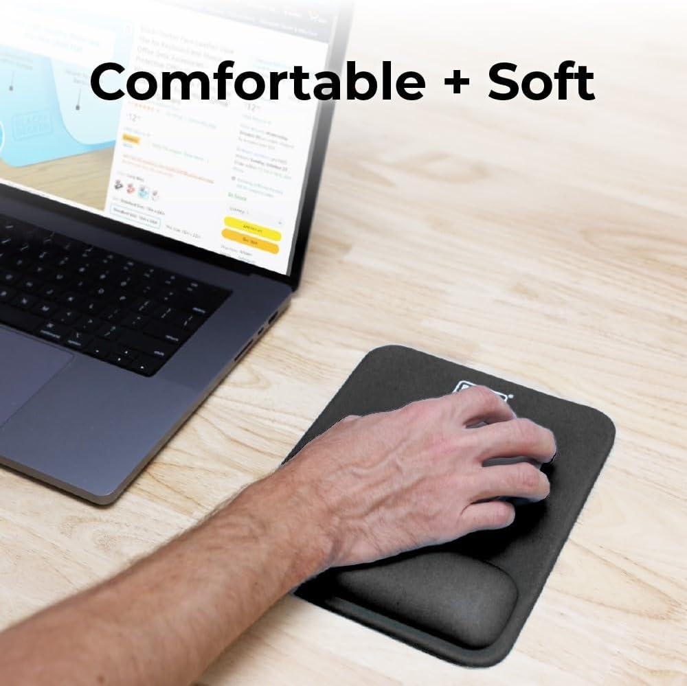 imageBLACKDECKER Ergonomic Mouse Pad Wrist Support Comfortable Mouse Pad Wrist Rest Wrist Relief Gel Mousepad NonSlip Base Aesthetic Mousepad for Gaming Home Office Perfect for Computer LaptopBlack