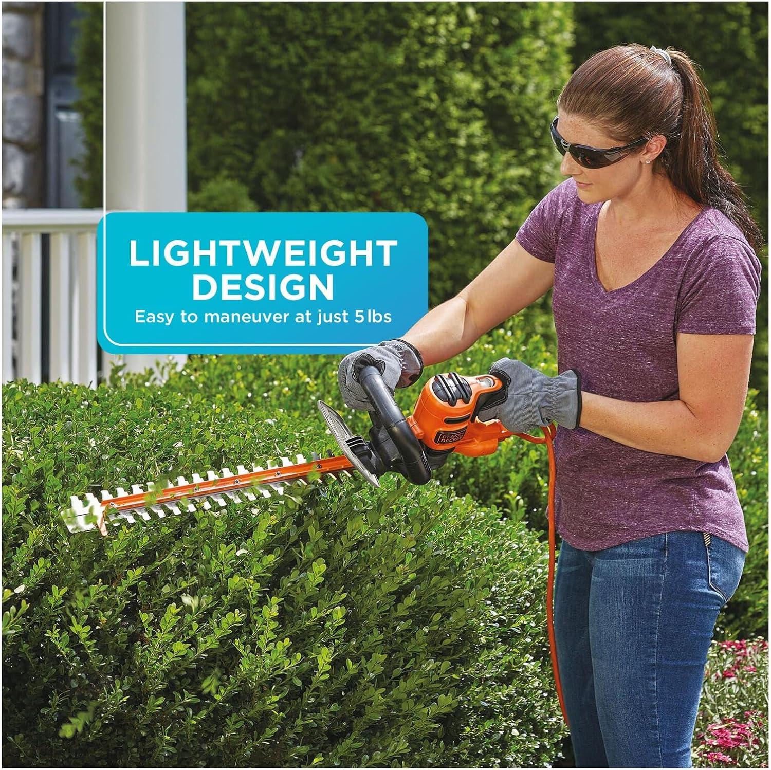 imageBLACKDECKER Hedge Trimmer with Saw 20Inch Lightweight and Compact Design Full Wraparound Handle Corded BEHTS300Hedge Trimmer