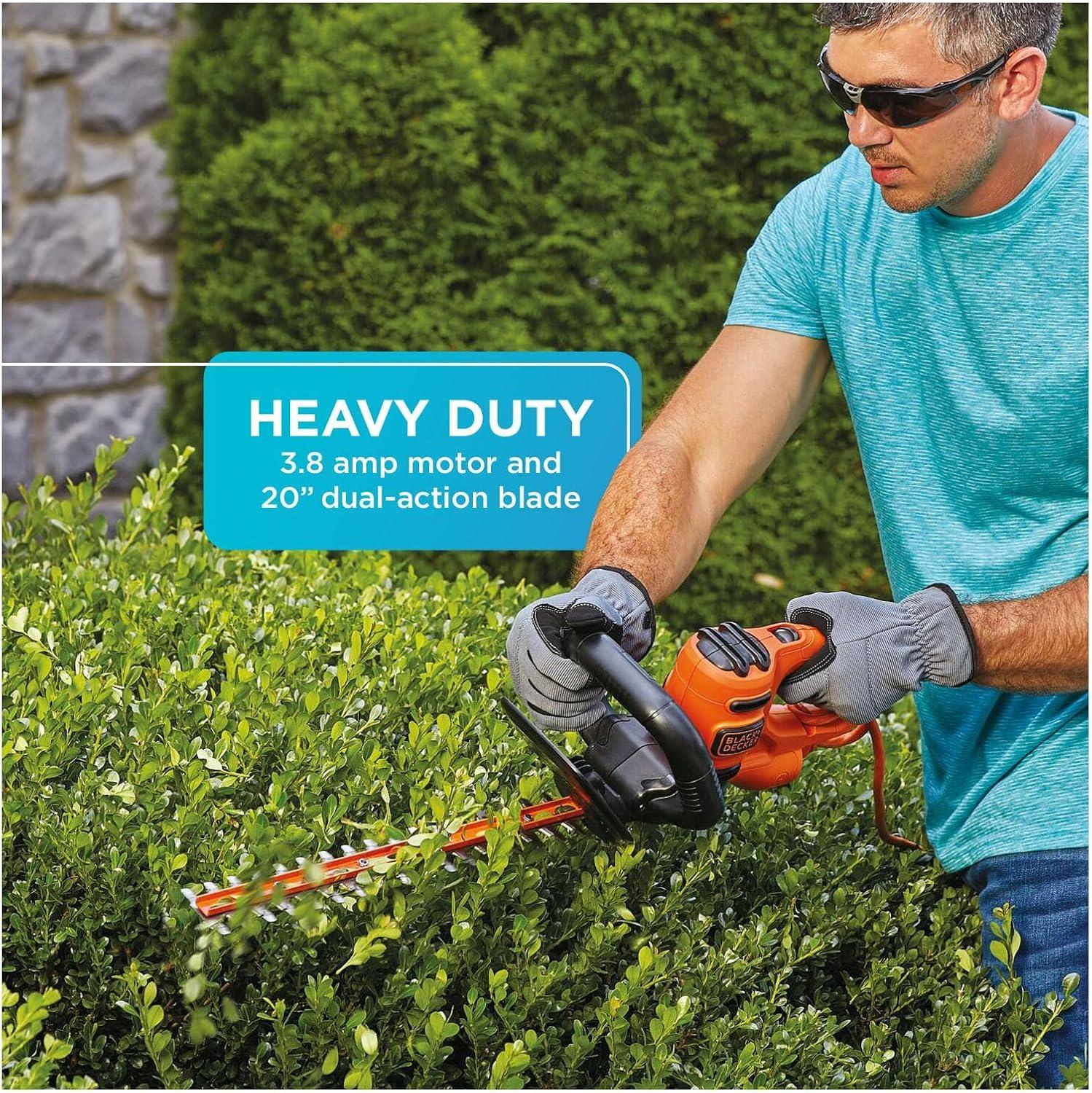 imageBLACKDECKER Hedge Trimmer with Saw 20Inch Lightweight and Compact Design Full Wraparound Handle Corded BEHTS300Hedge Trimmer