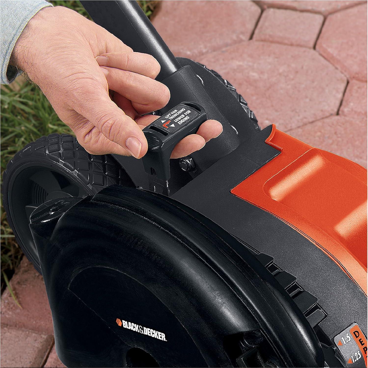 imageBLACKDECKER Lawn Edger Trencher 2 in 1 12 Amp 75 in Electric Edger Lawn Tool for Landscaping and Trench Digger 3 Height Settings Corded LE760FF