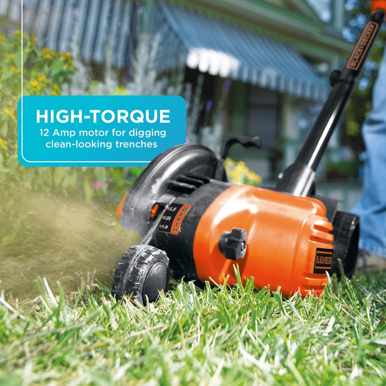 imageBLACKDECKER Lawn Edger Trencher 2 in 1 12 Amp 75 in Electric Edger Lawn Tool for Landscaping and Trench Digger 3 Height Settings Corded LE760FF
