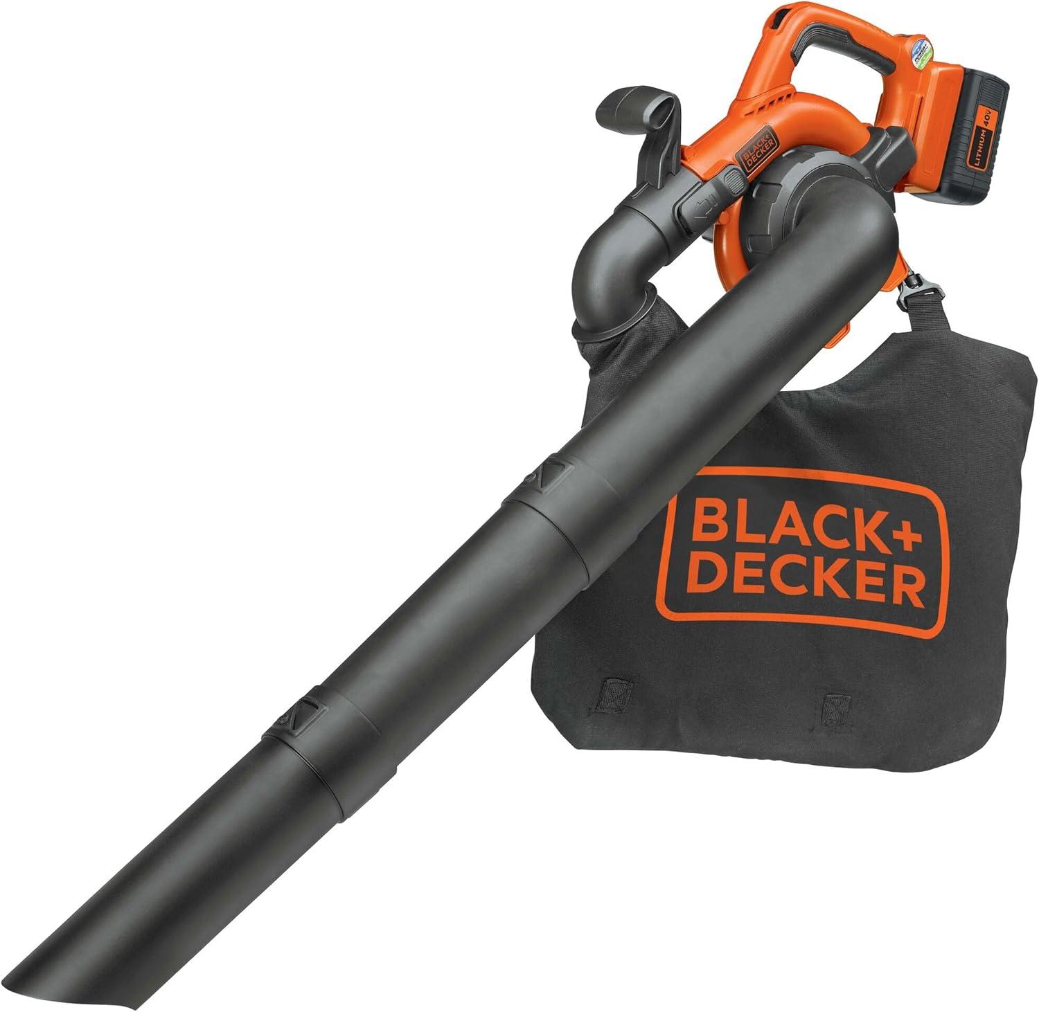 imageBLACKDECKER Leaf Blower Cordless with Battery and Charger POWERCOMMAND 40V MAX 90 CFM Variable Speed Up to 120 MPH Battery Leaf Blower Hard Surface and Yard Sweeper LSW3640V SweeperVacuum Kit
