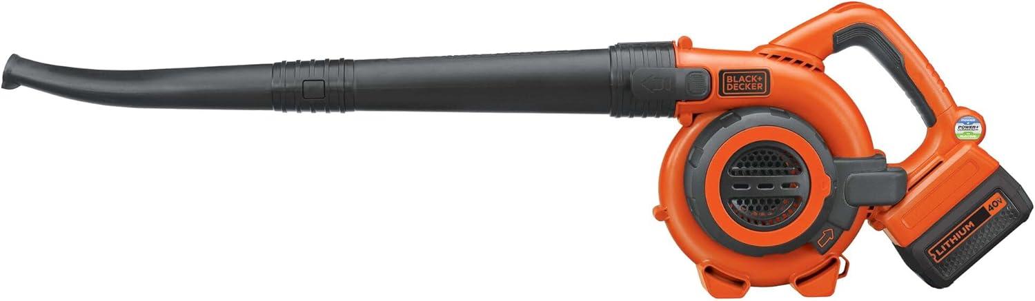 imageBLACKDECKER Leaf Blower Cordless with Battery and Charger POWERCOMMAND 40V MAX 90 CFM Variable Speed Up to 120 MPH Battery Leaf Blower Hard Surface and Yard Sweeper LSW3640V SweeperVacuum Kit