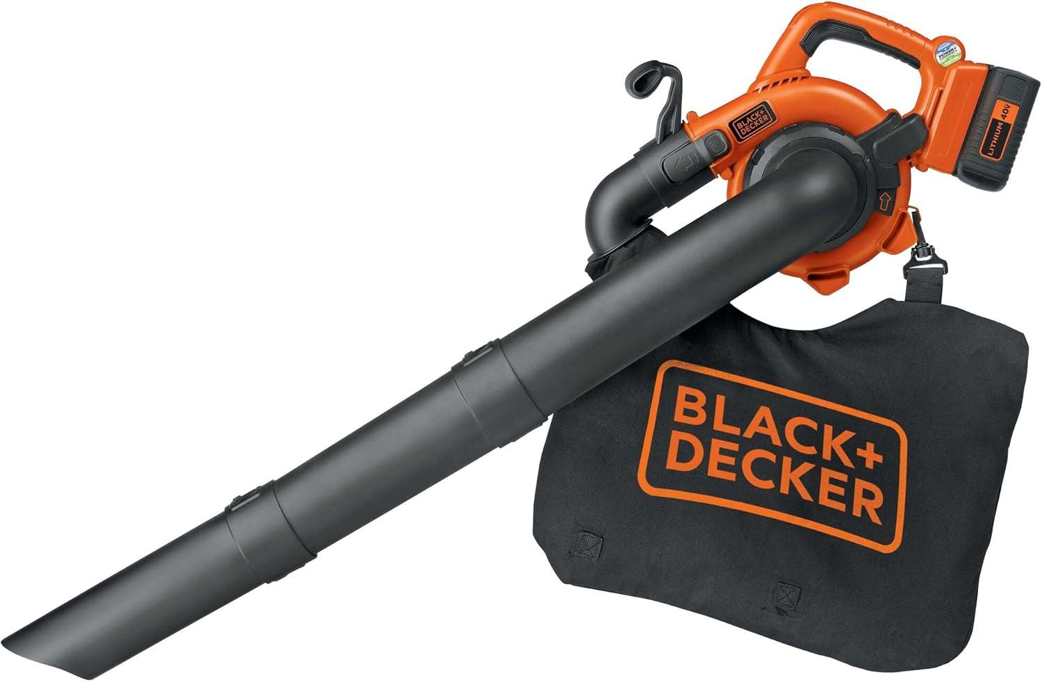 imageBLACKDECKER Leaf Blower Cordless with Battery and Charger POWERCOMMAND 40V MAX 90 CFM Variable Speed Up to 120 MPH Battery Leaf Blower Hard Surface and Yard Sweeper LSW3640V SweeperVacuum Kit