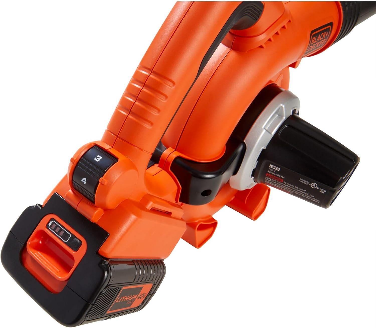 imageBLACKDECKER Leaf Blower Cordless with Battery and Charger POWERCOMMAND 40V MAX 90 CFM Variable Speed Up to 120 MPH Battery Leaf Blower Hard Surface and Yard Sweeper LSW3640V SweeperVacuum Kit