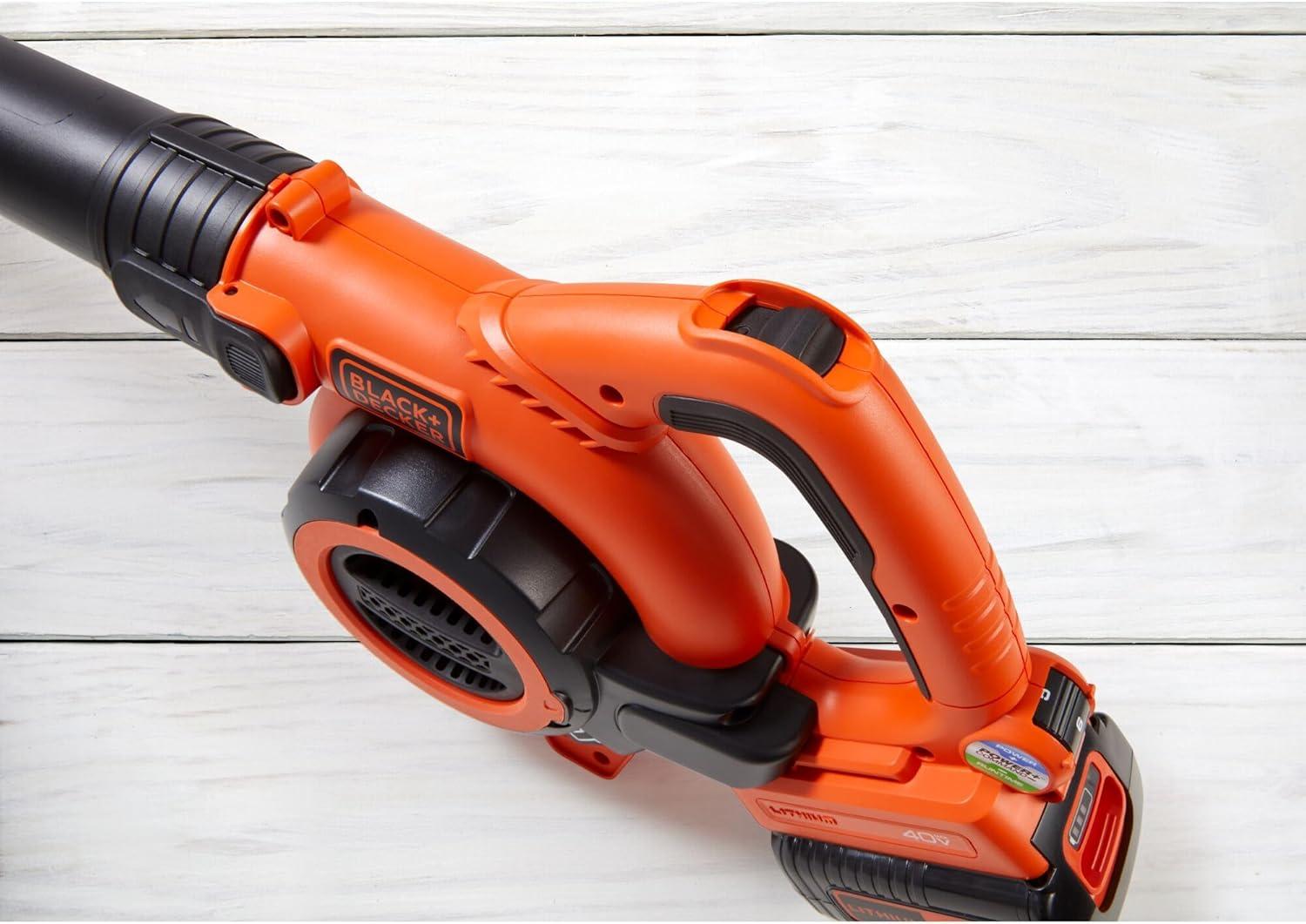 imageBLACKDECKER Leaf Blower Cordless with Battery and Charger POWERCOMMAND 40V MAX 90 CFM Variable Speed Up to 120 MPH Battery Leaf Blower Hard Surface and Yard Sweeper LSW3640V SweeperVacuum Kit