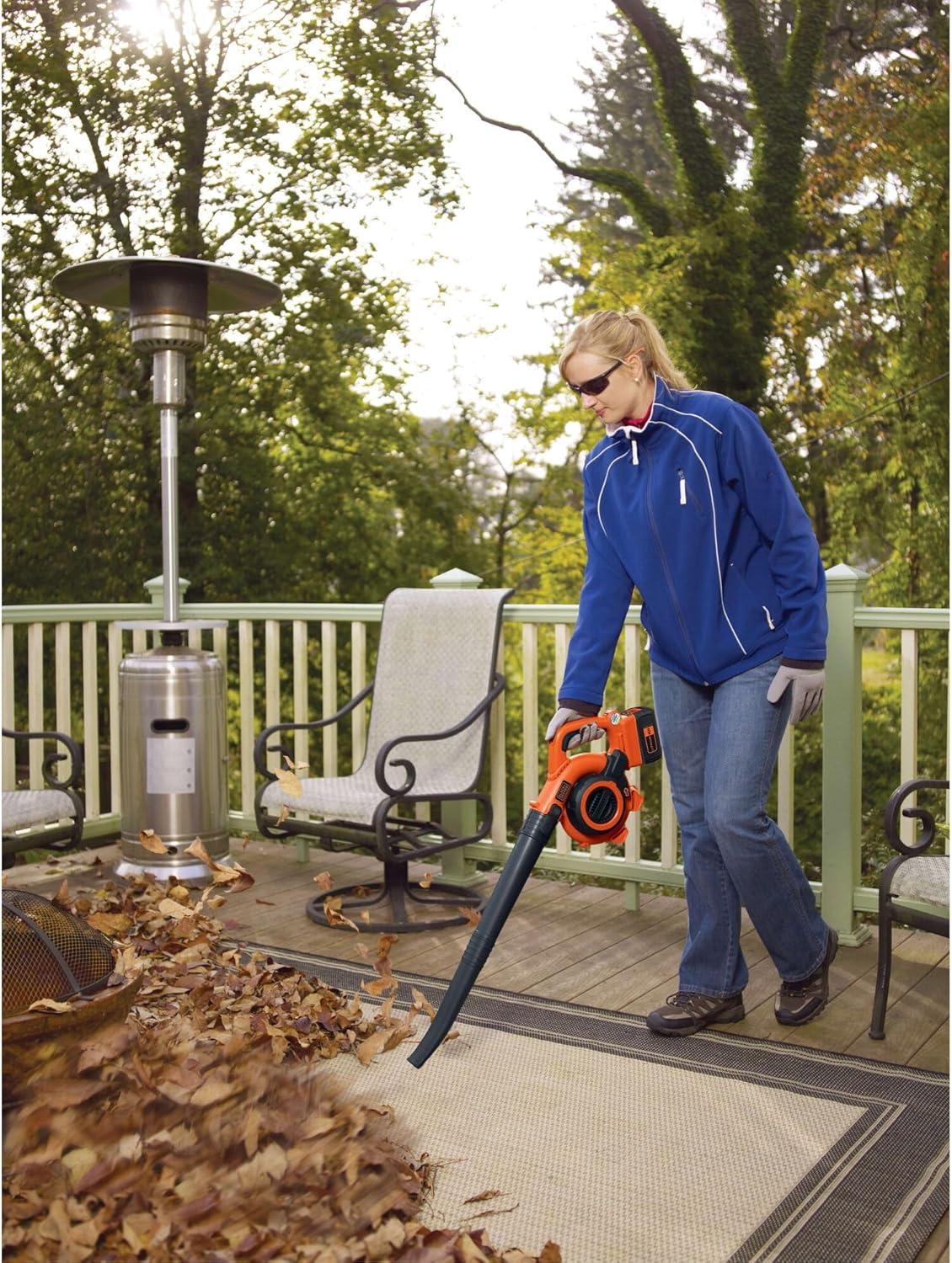 imageBLACKDECKER Leaf Blower Cordless with Battery and Charger POWERCOMMAND 40V MAX 90 CFM Variable Speed Up to 120 MPH Battery Leaf Blower Hard Surface and Yard Sweeper LSW3640V SweeperVacuum Kit