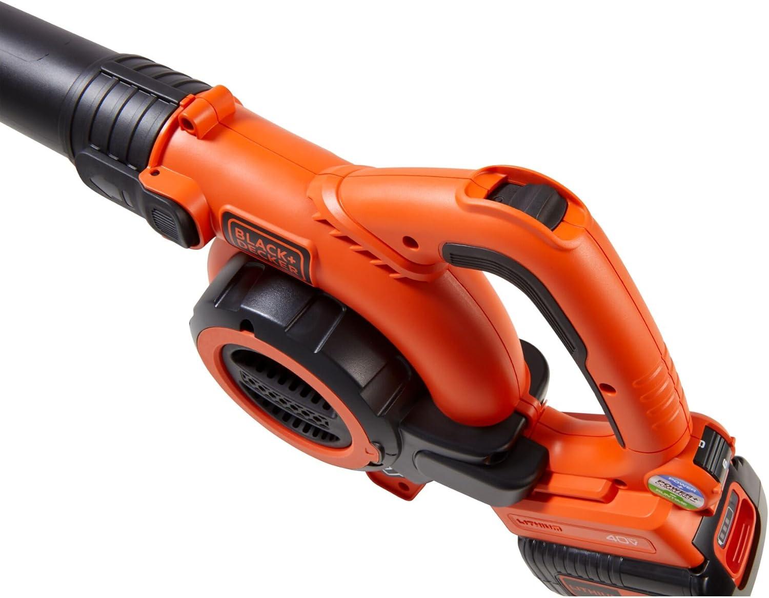 imageBLACKDECKER Leaf Blower Cordless with Battery and Charger POWERCOMMAND 40V MAX 90 CFM Variable Speed Up to 120 MPH Battery Leaf Blower Hard Surface and Yard Sweeper LSW3640V SweeperVacuum Kit