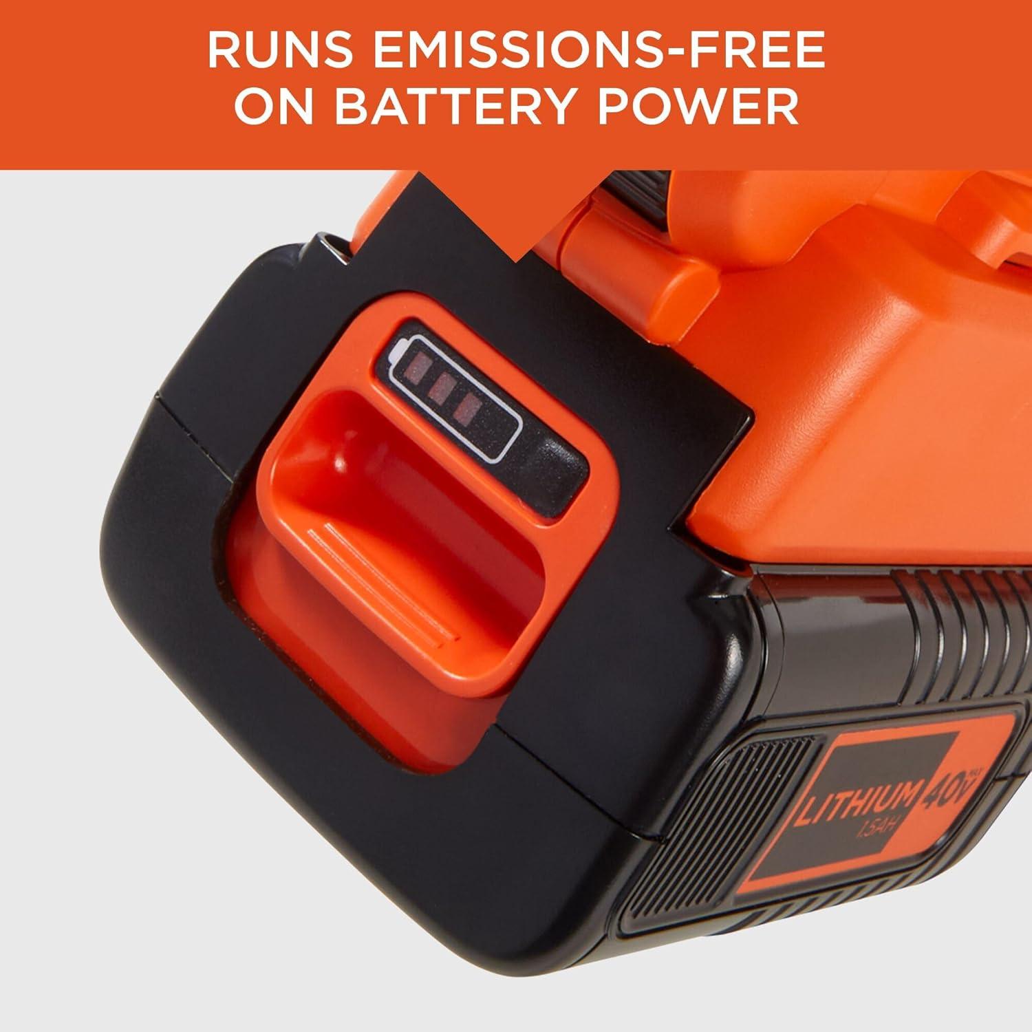 imageBLACKDECKER Leaf Blower Cordless with Battery and Charger POWERCOMMAND 40V MAX 90 CFM Variable Speed Up to 120 MPH Battery Leaf Blower Hard Surface and Yard Sweeper LSW3640V SweeperVacuum Kit