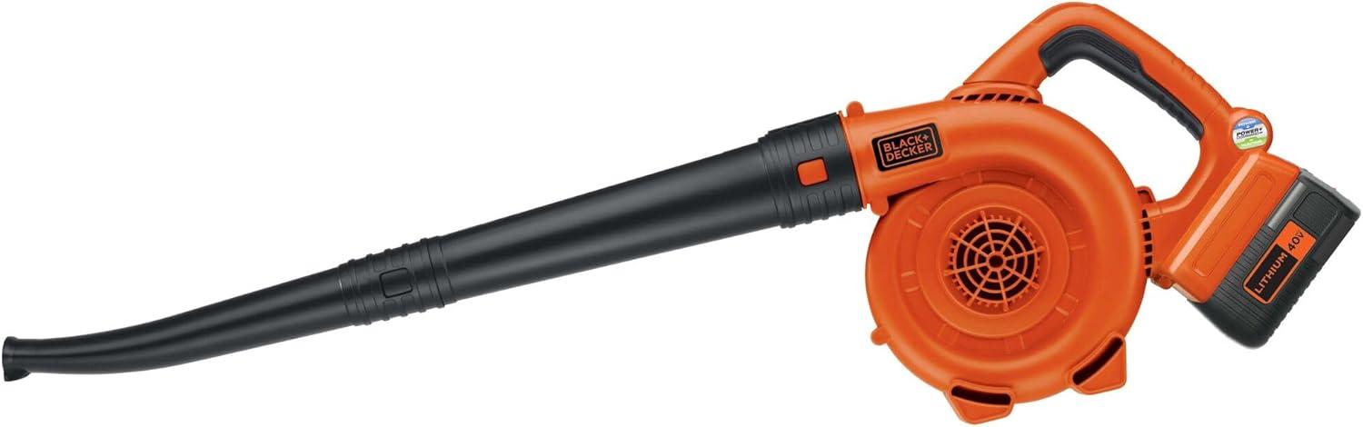 imageBLACKDECKER Leaf Blower Cordless with Battery and Charger POWERCOMMAND 40V MAX 90 CFM Variable Speed Up to 120 MPH Battery Leaf Blower Hard Surface and Yard Sweeper LSW3640V Sweeper Kit