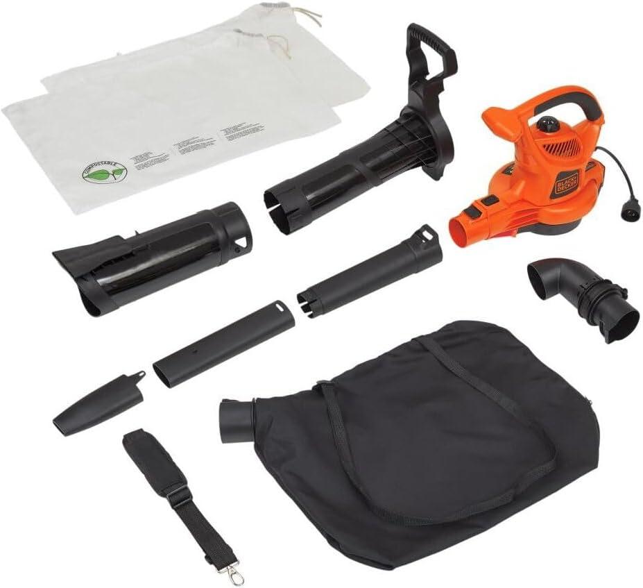 imageBLACKDECKER Leaf Blower Leaf Vacuum and Leaf Mulcher 3in1 Electric Blowers for Lawn Care 12 Amp 250 MPH 400 CFM BV6000250 MPH Blower Disposable System