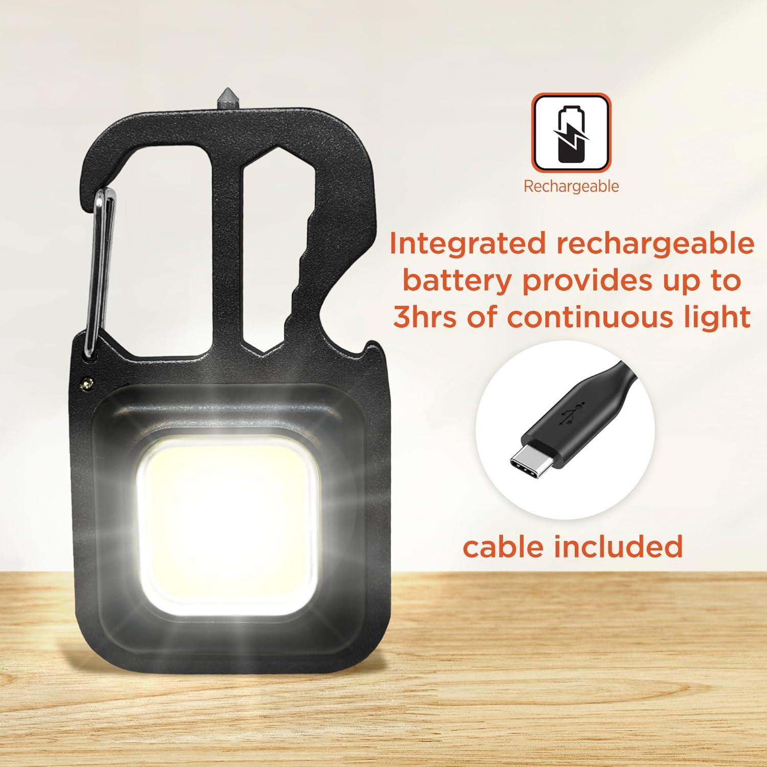 imageBLACKDECKER MultiTool Flashlight 2Pack 500LM Carabiner USB Rechargeable Multitool with Wrench Screwdrivers Bottle Opener Glass Breaker Magnetic Stand IP44 WeatherResistant 7 Light ModesOne Pack