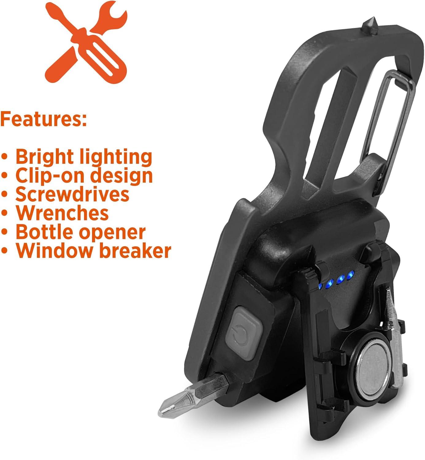 imageBLACKDECKER MultiTool Flashlight 2Pack 500LM Carabiner USB Rechargeable Multitool with Wrench Screwdrivers Bottle Opener Glass Breaker Magnetic Stand IP44 WeatherResistant 7 Light ModesOne Pack