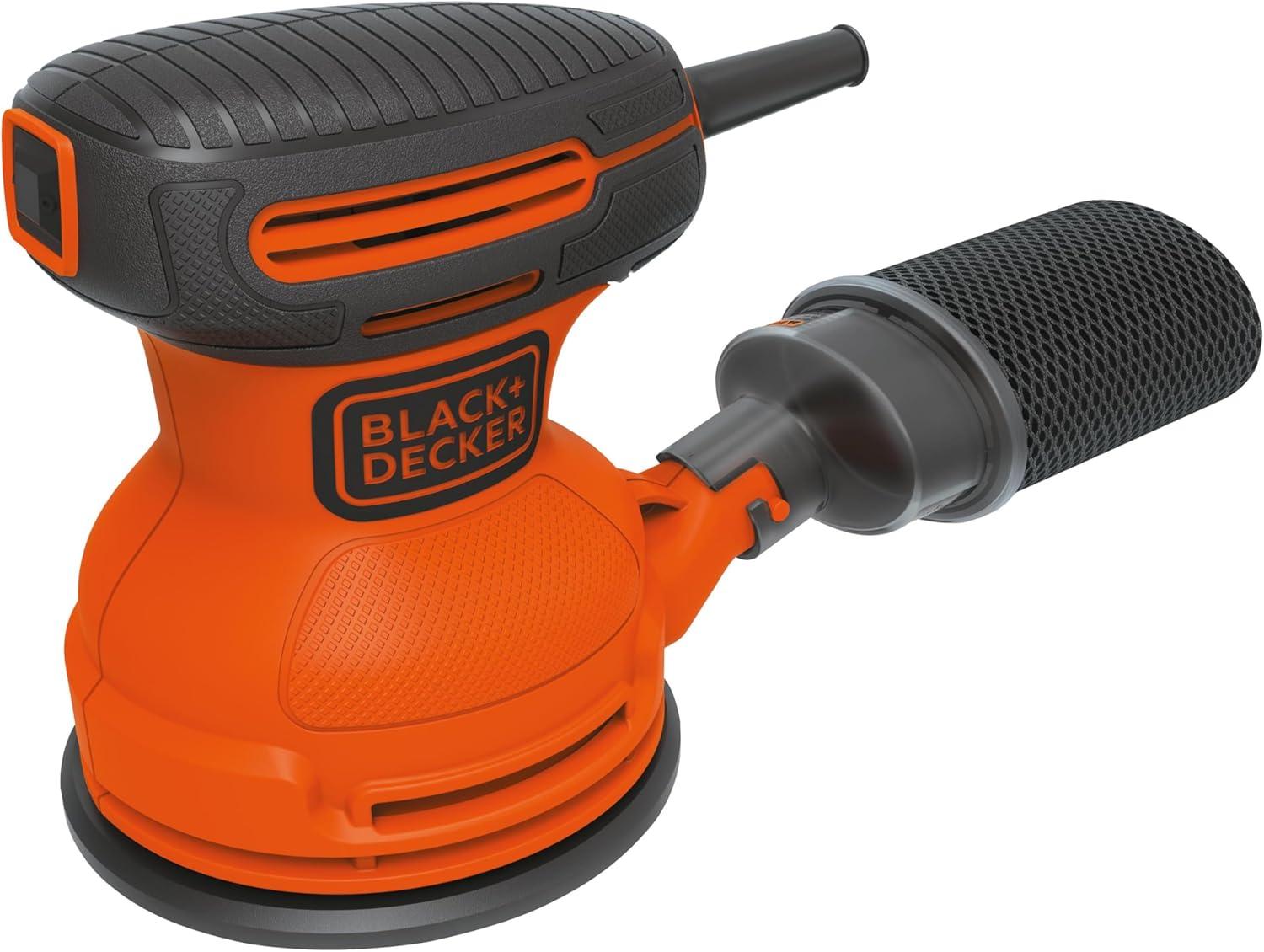 imageBLACKDECKER Orbital Sander 5 Inch 20 Amp 12000 OPM Corded 1 Sandpaper Sheet and Dust Bag Included BDERO100Sander Only