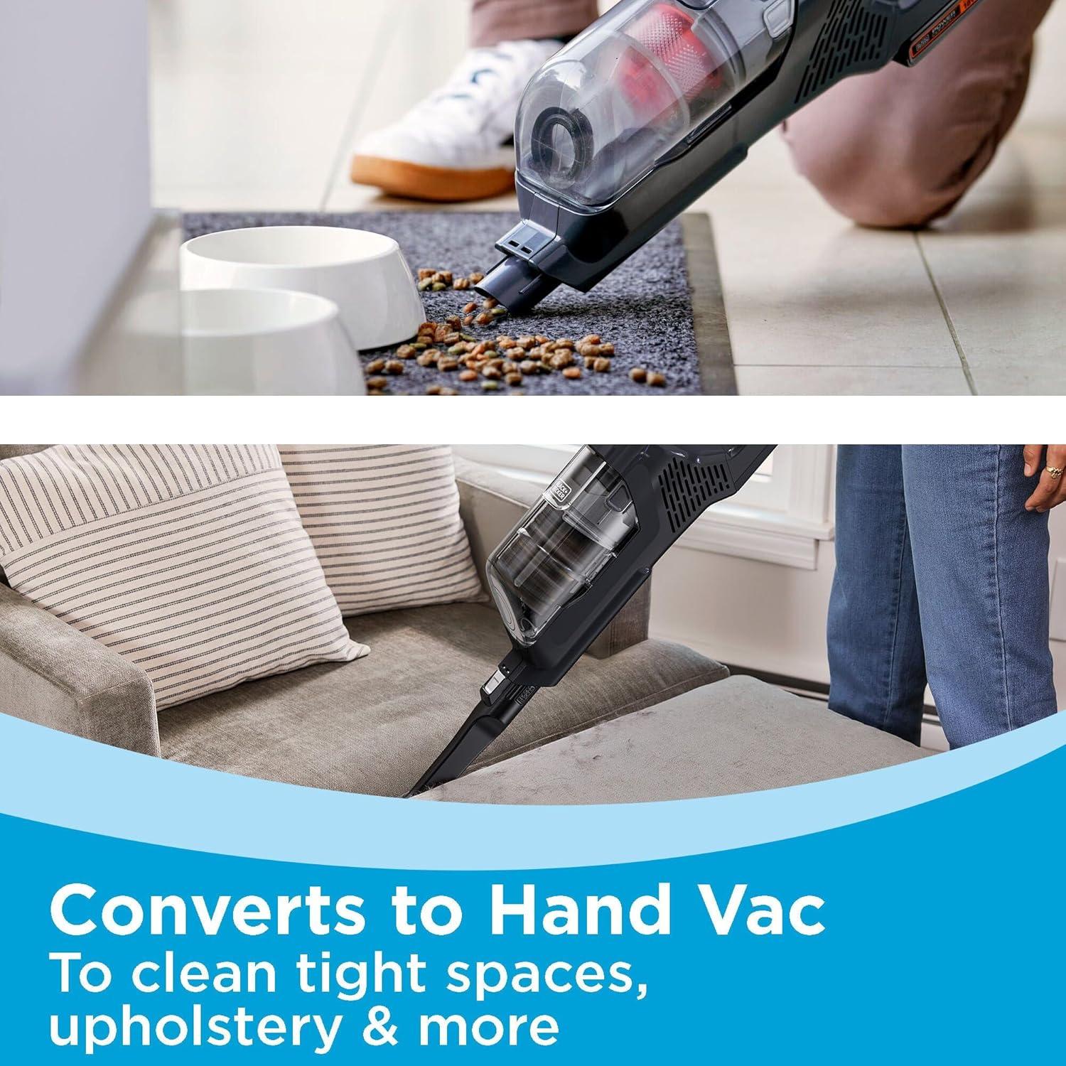 imageBLACKDECKER POWERSERIES 20V MAX Cordless Stick Vacuum Cleaner Household Vacuum Cleaners for Hardwood Floors and Carpet LED Lights Detachable AntiTangle Lightweight Bagless BHFEA18D1GrayOrange Vac