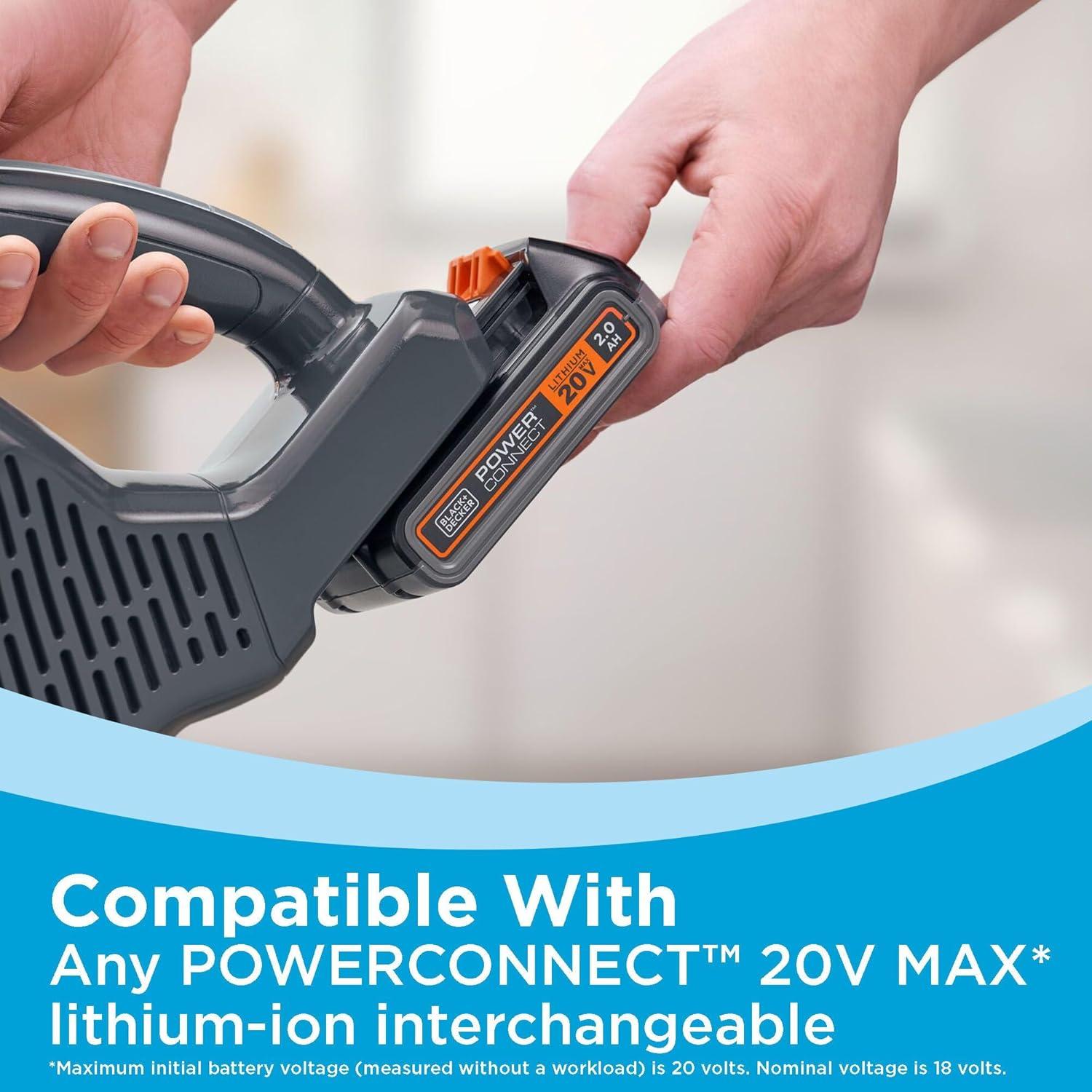 imageBLACKDECKER POWERSERIES 20V MAX Cordless Stick Vacuum Cleaner Household Vacuum Cleaners for Hardwood Floors and Carpet LED Lights Detachable AntiTangle Lightweight Bagless BHFEA18D1GrayOrange Vac