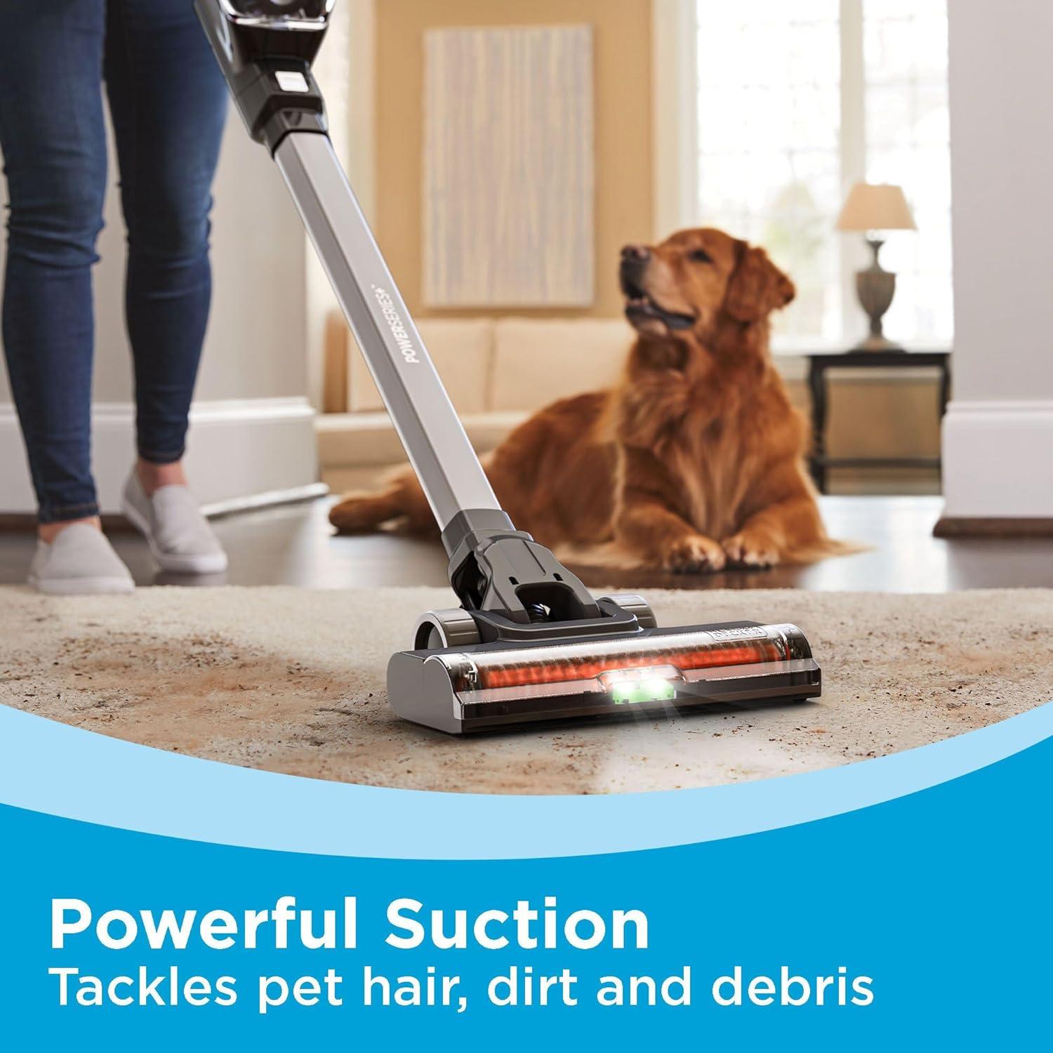 imageBLACKDECKER POWERSERIES 20V MAX Cordless Stick Vacuum Cleaner Household Vacuum Cleaners for Hardwood Floors and Carpet LED Lights Detachable AntiTangle Lightweight Bagless BHFEA18D1GrayOrange Vac
