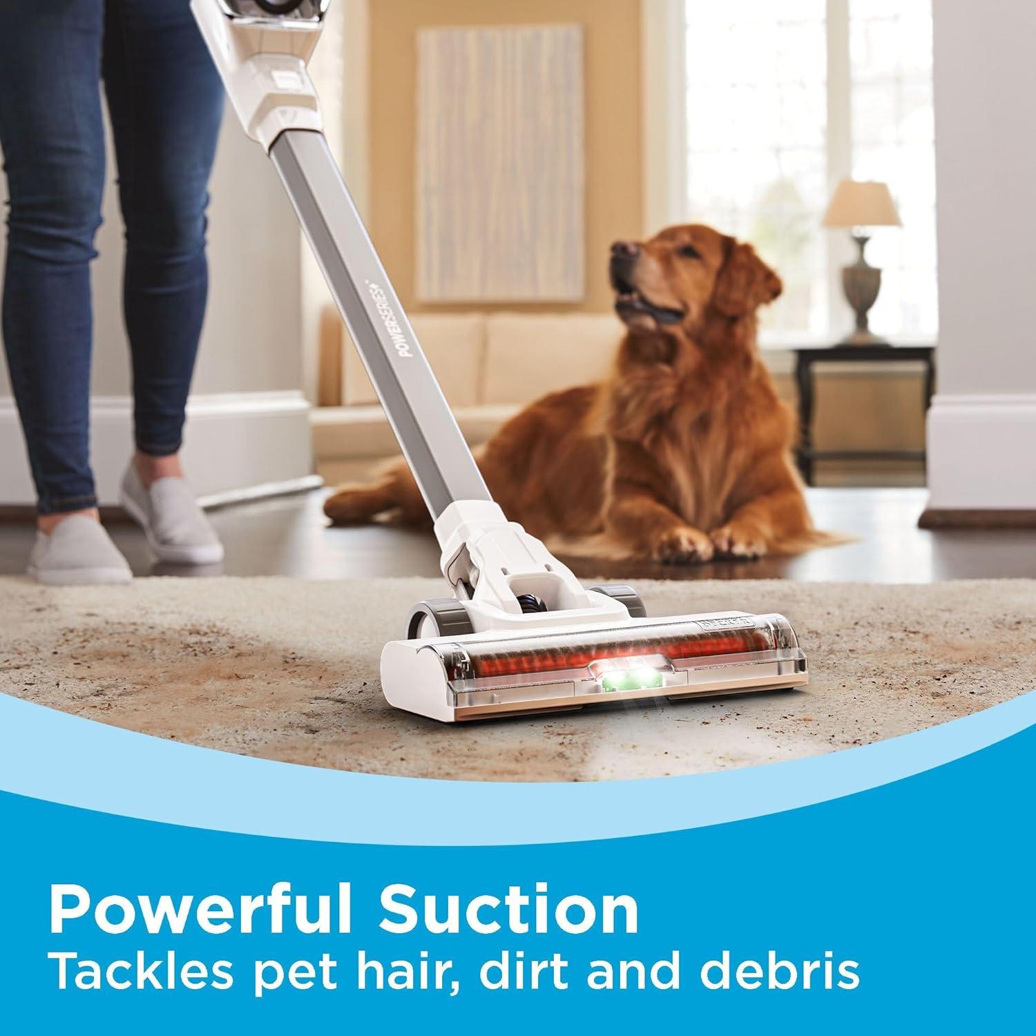 imageBLACKDECKER POWERSERIES 20V MAX Cordless Stick Vacuum Cleaner with LED Floor Lights Bagless Lightweight Cordless Vacuum Cleaners for Home Up to 44 Minutes Powerful Suction Gray BHFEA520J20V Vacuum