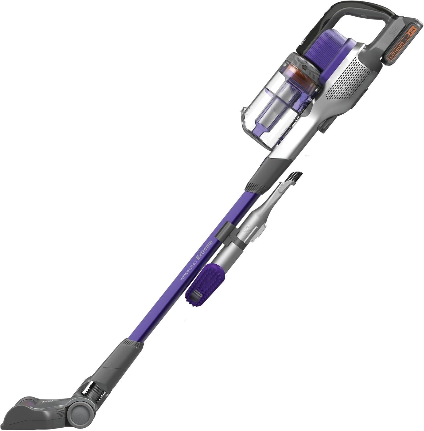 imageBLACKDECKER Pet Hair Vacuum Cordless Vacuum Cleaner Pet Hair Up to 55 Minutes of Runtime Interchangeable Floorhead Maximum Suction MultiSurface Light Weight Powerseries Extreme BSV2020P20V Pet Vacuum
