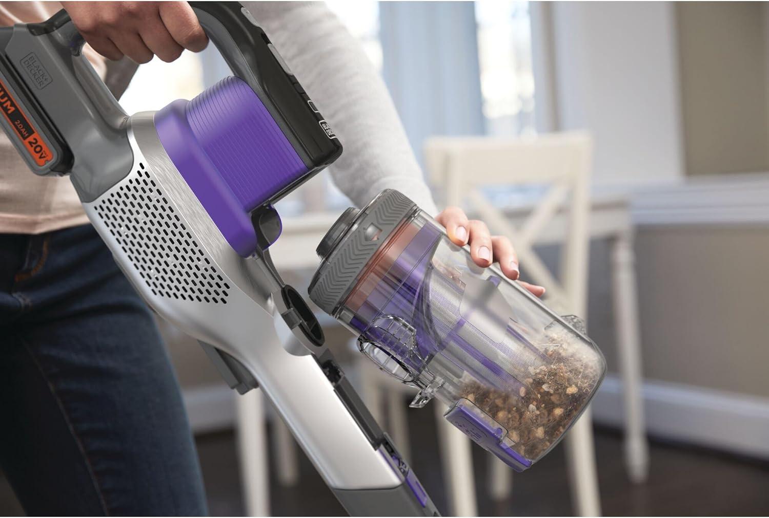 imageBLACKDECKER Pet Hair Vacuum Cordless Vacuum Cleaner Pet Hair Up to 55 Minutes of Runtime Interchangeable Floorhead Maximum Suction MultiSurface Light Weight Powerseries Extreme BSV2020P20V Pet Vacuum